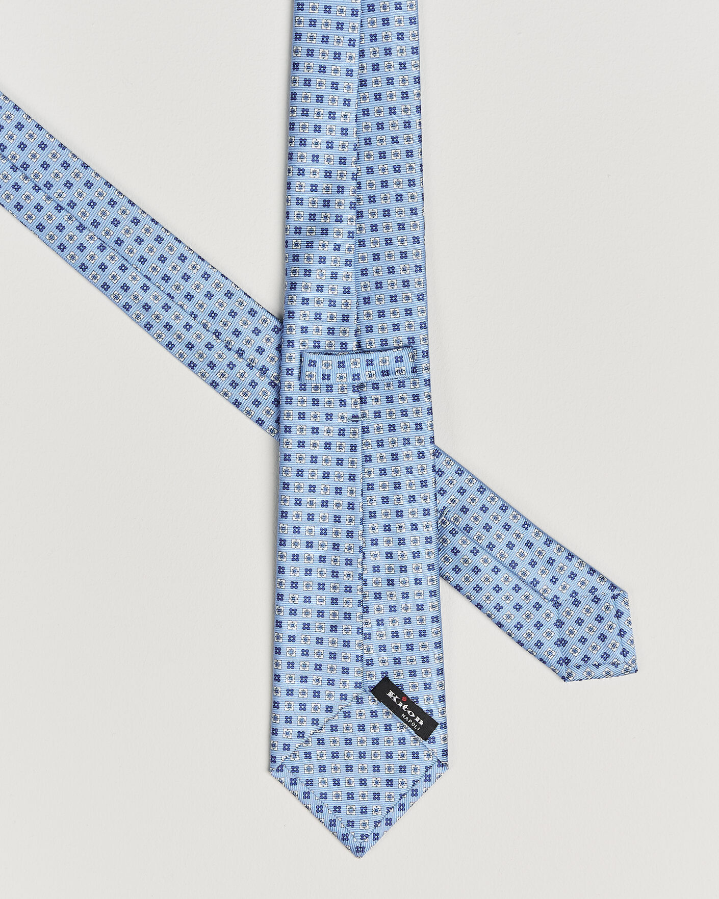Men | Ties | Kiton | Printed Flower Silk Tie Light Blue