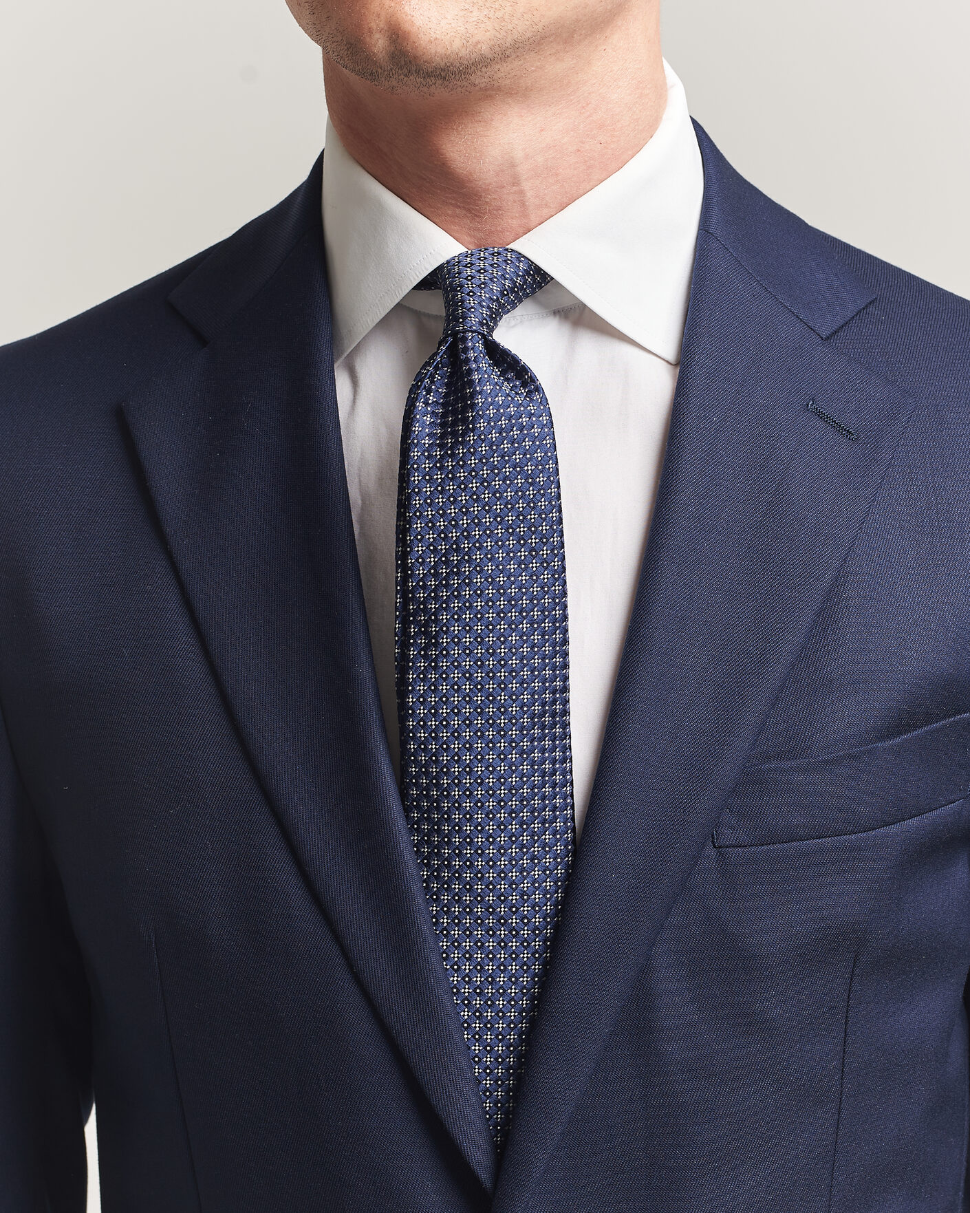 Men | Ties | Kiton | Flower Jacquard Silk Tie Navy