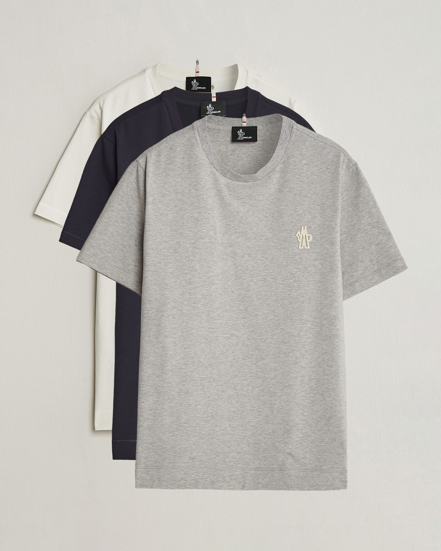Moncler Grenoble 3-Pack Logo T-Shirts White/Grey/Black at