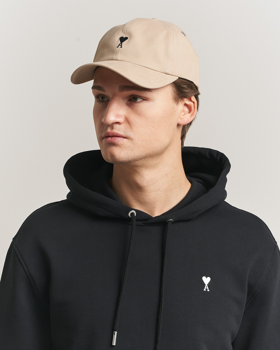Men | Hats & Caps | AMI | Black Heart Logo Cap Beige Taupe