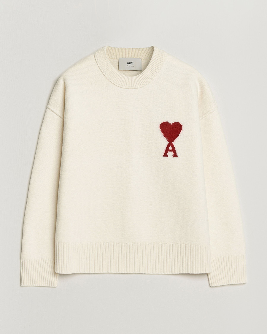 Men | Sweaters & Knitwear | AMI | Big Heart Wool Sweater Ecru