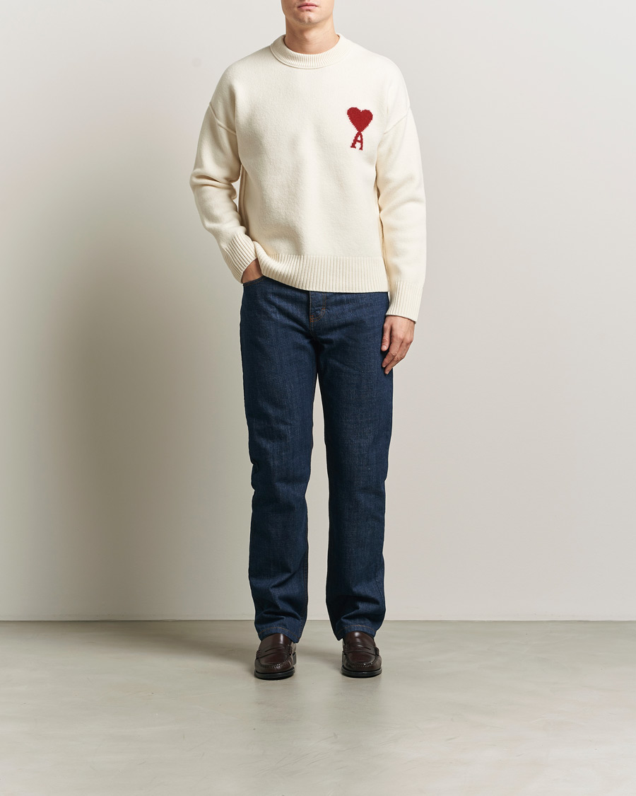 Men | Sweaters & Knitwear | AMI | Big Heart Wool Sweater Ecru