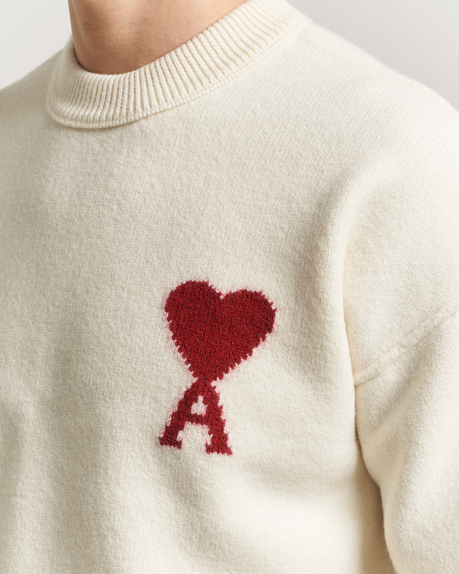 Men | Sweaters & Knitwear | AMI | Big Heart Wool Sweater Ecru