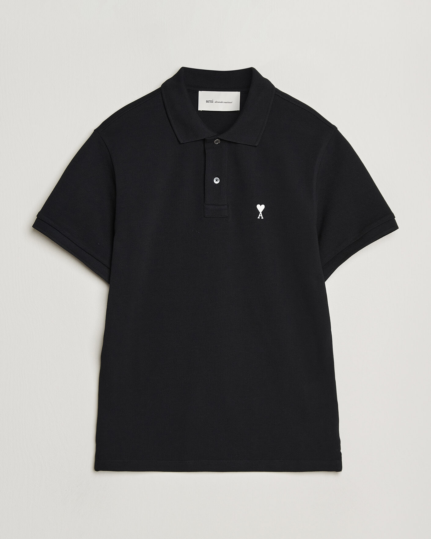 Men | Polo Shirts | AMI | Contrast Heart Logo Polo Black