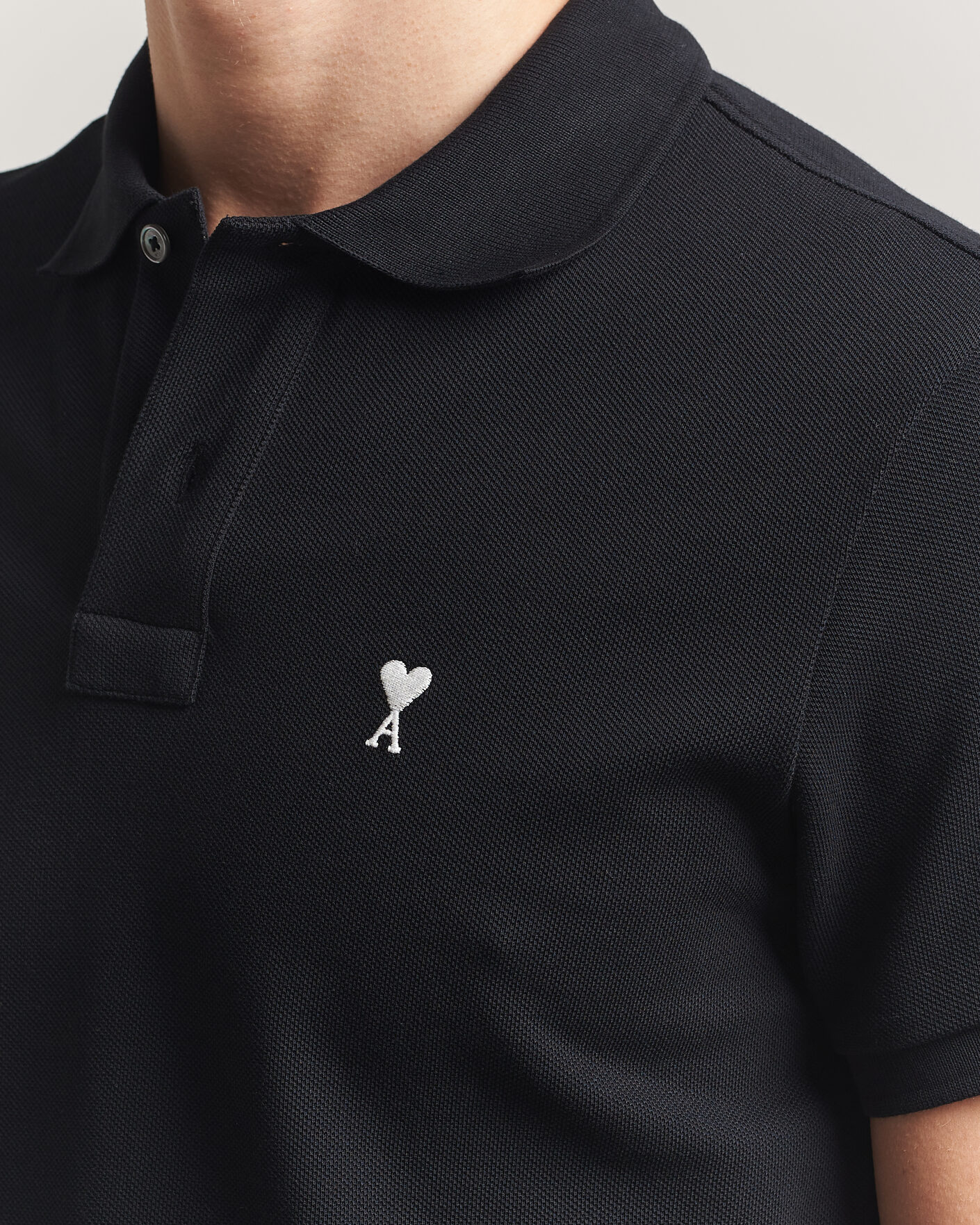 Men | Polo Shirts | AMI | Contrast Heart Logo Polo Black