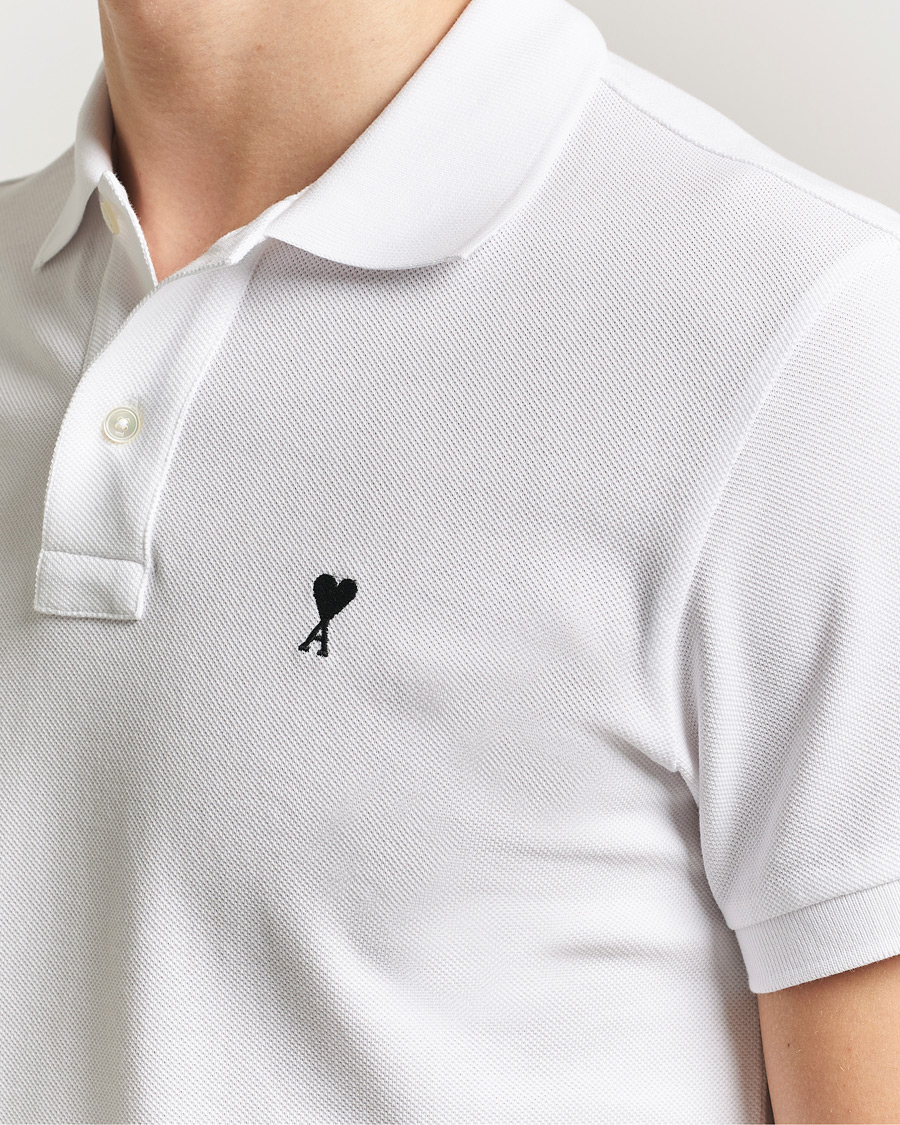 Men | Polo Shirts | AMI | Contrast Heart Logo Polo White