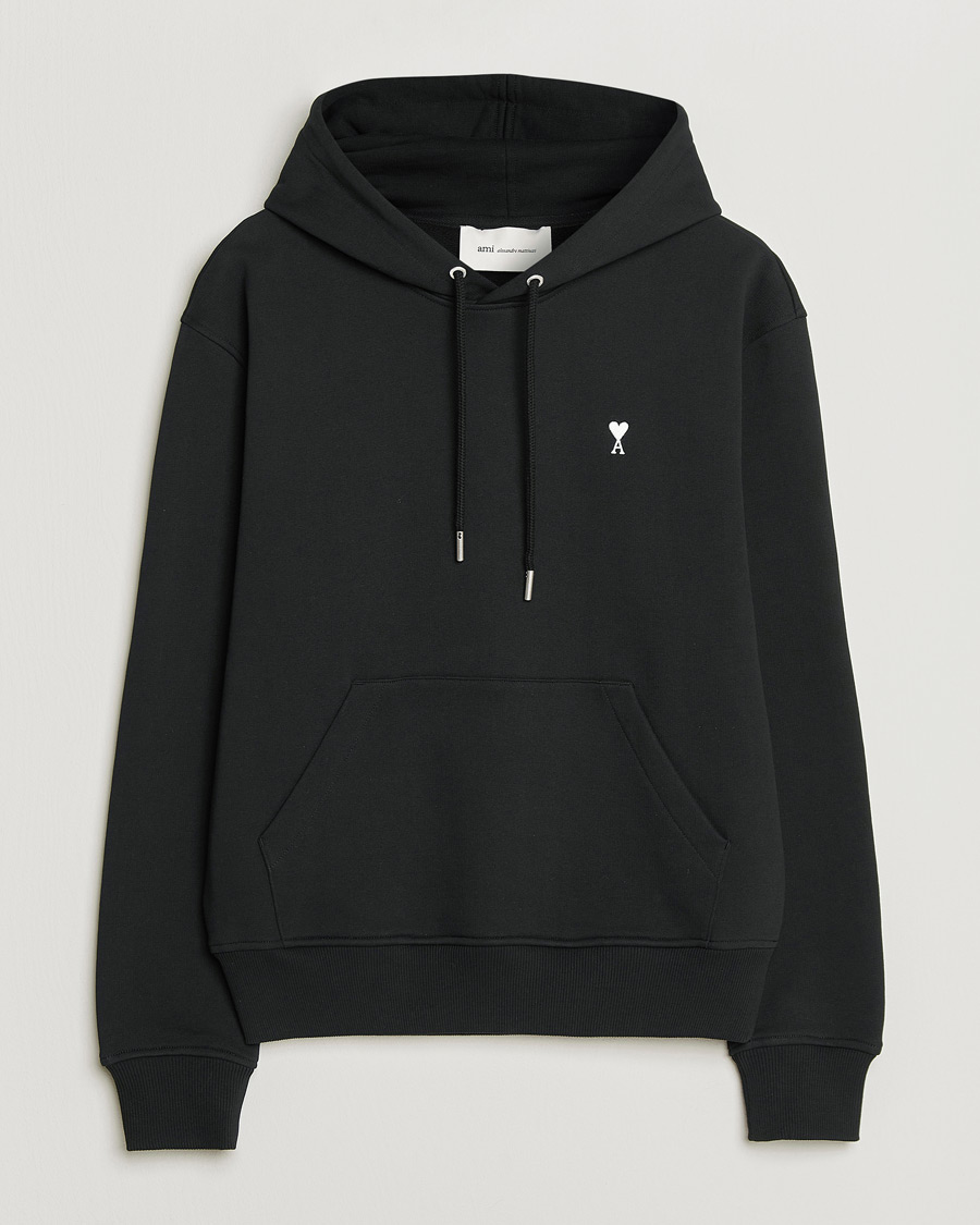 Men | Sweaters & Knitwear | AMI | Contrast Heart Logo Hoodie Black