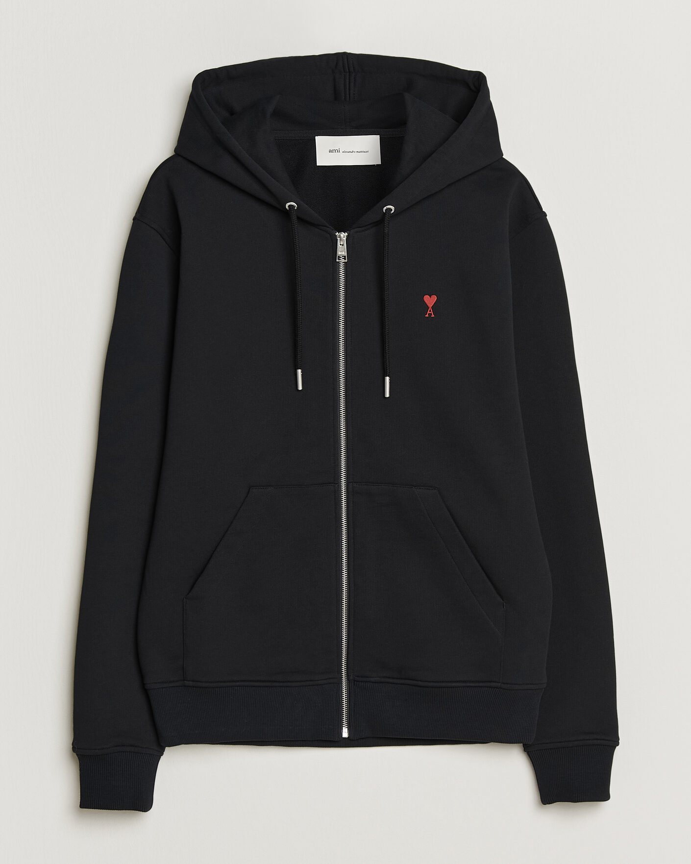 Men | Sweaters & Knitwear | AMI | Heart Logo Full Zip Hoodie Black
