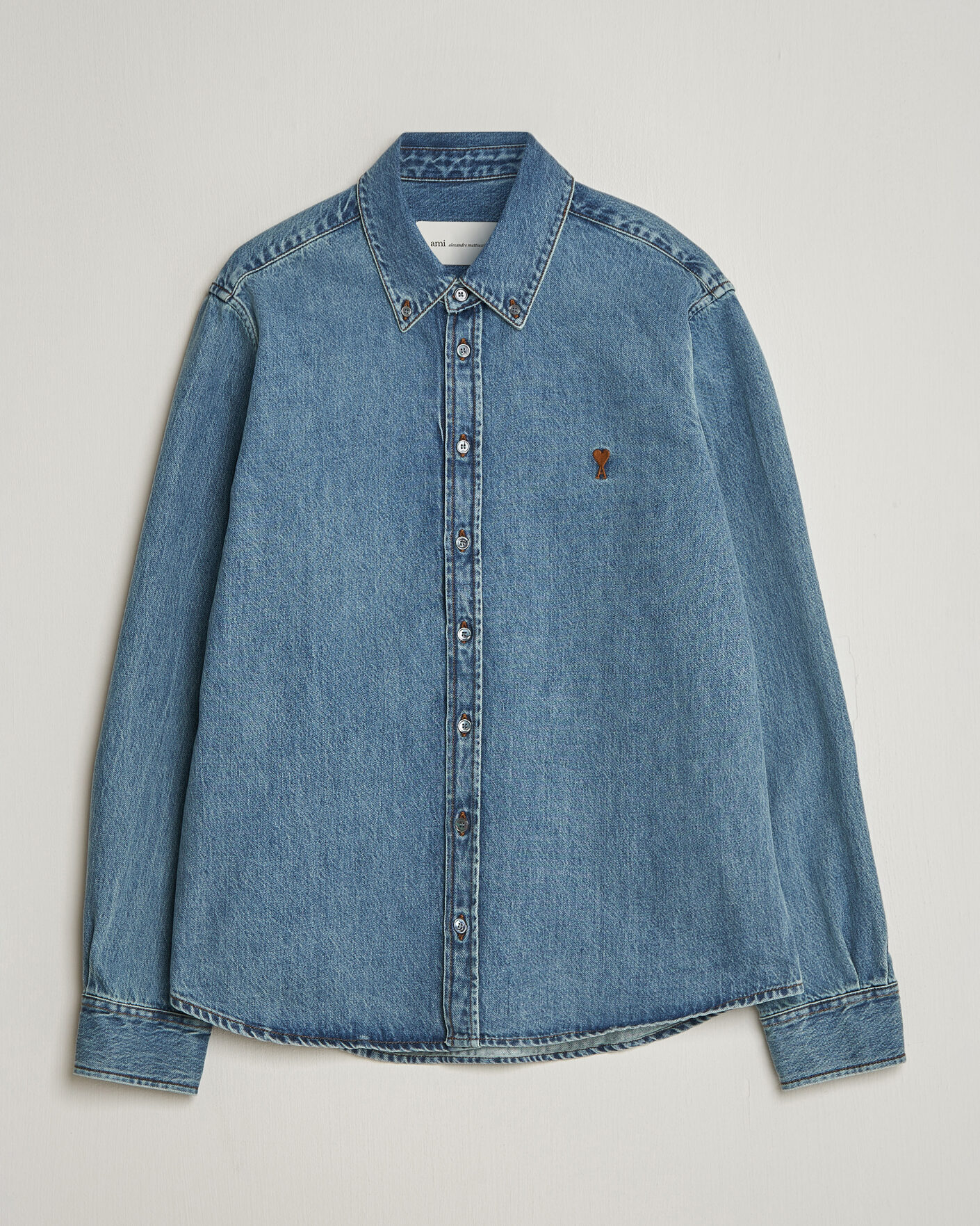 Men | Shirts | AMI | Denim Overshirt Used Blue