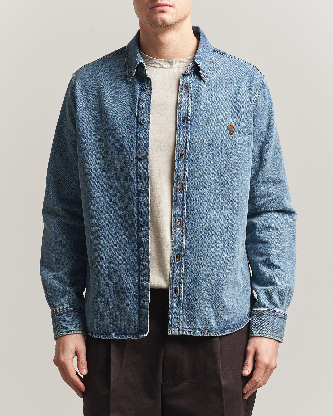 Men | Shirts | AMI | Denim Overshirt Used Blue