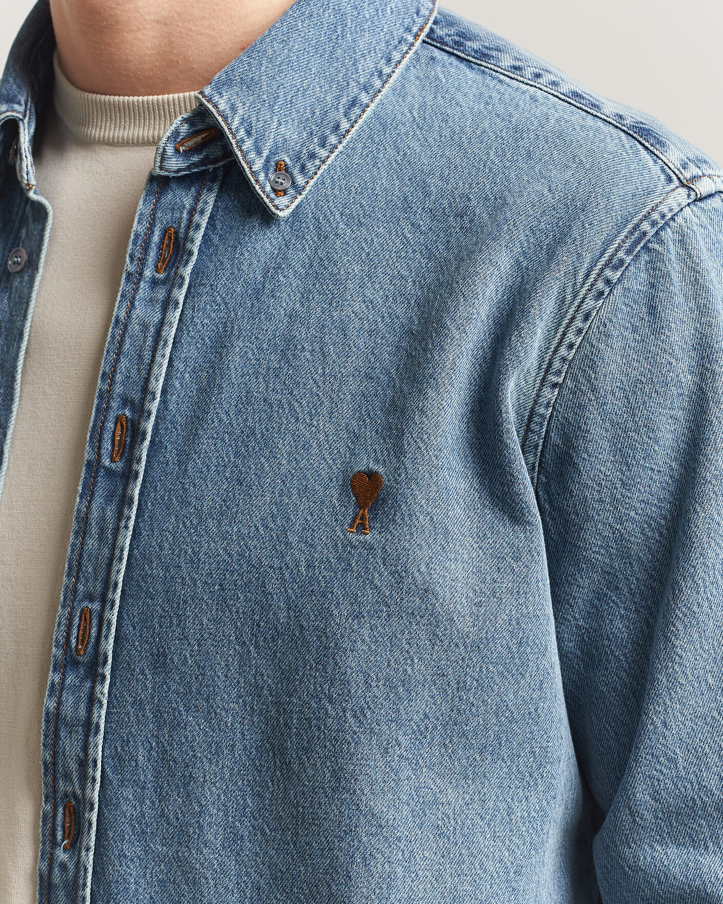 Men | Shirts | AMI | Denim Overshirt Used Blue
