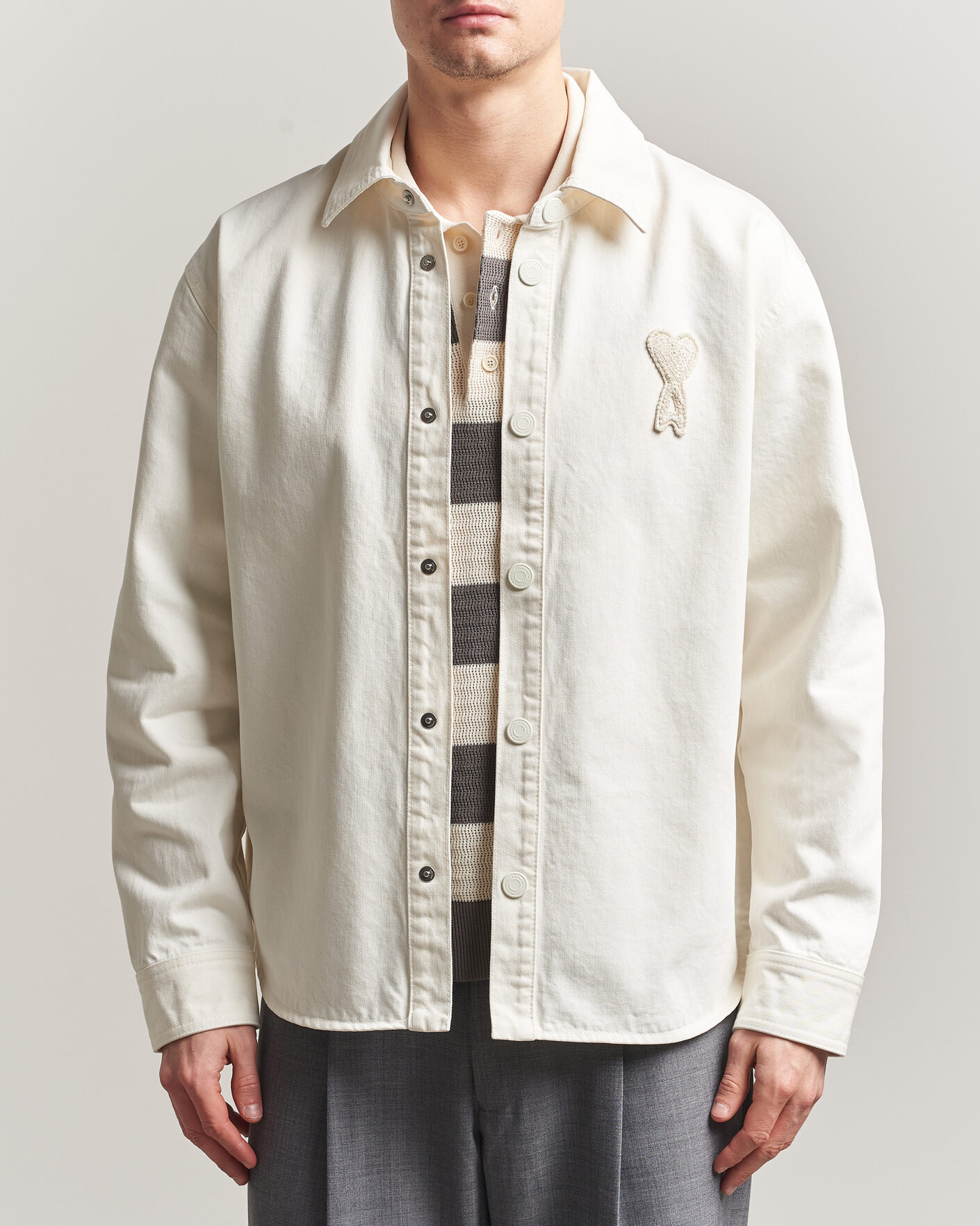 Men | Shirts | AMI | Cotton Twill Overshirt Creme