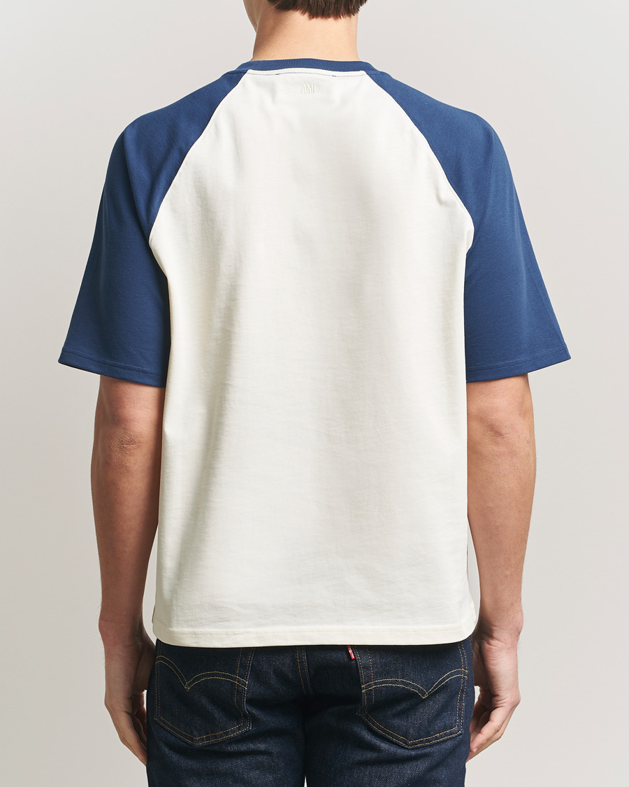 Men | T-Shirts | AMI | Knitted Heart Logo T-Shirt Creme/Navy