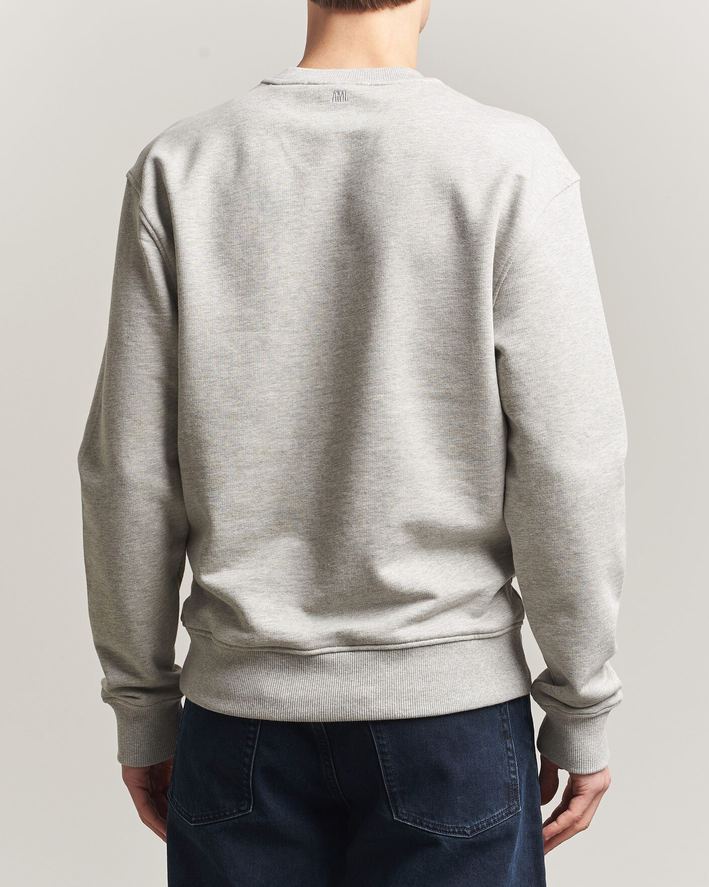 Men | Sweaters & Knitwear | AMI | Knitted Heart Logo Sweatshirt Grey Melange
