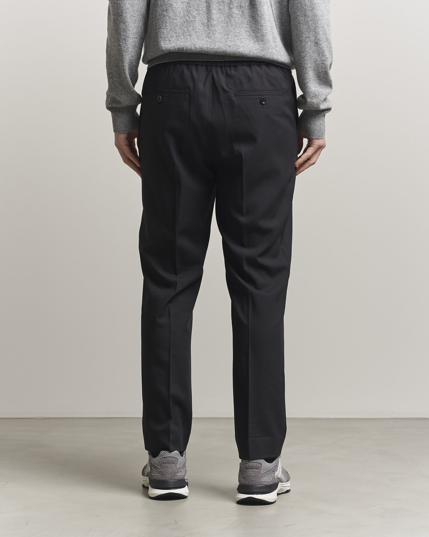 Men | Trousers | AMI | Wool Drawstring Trousers Black