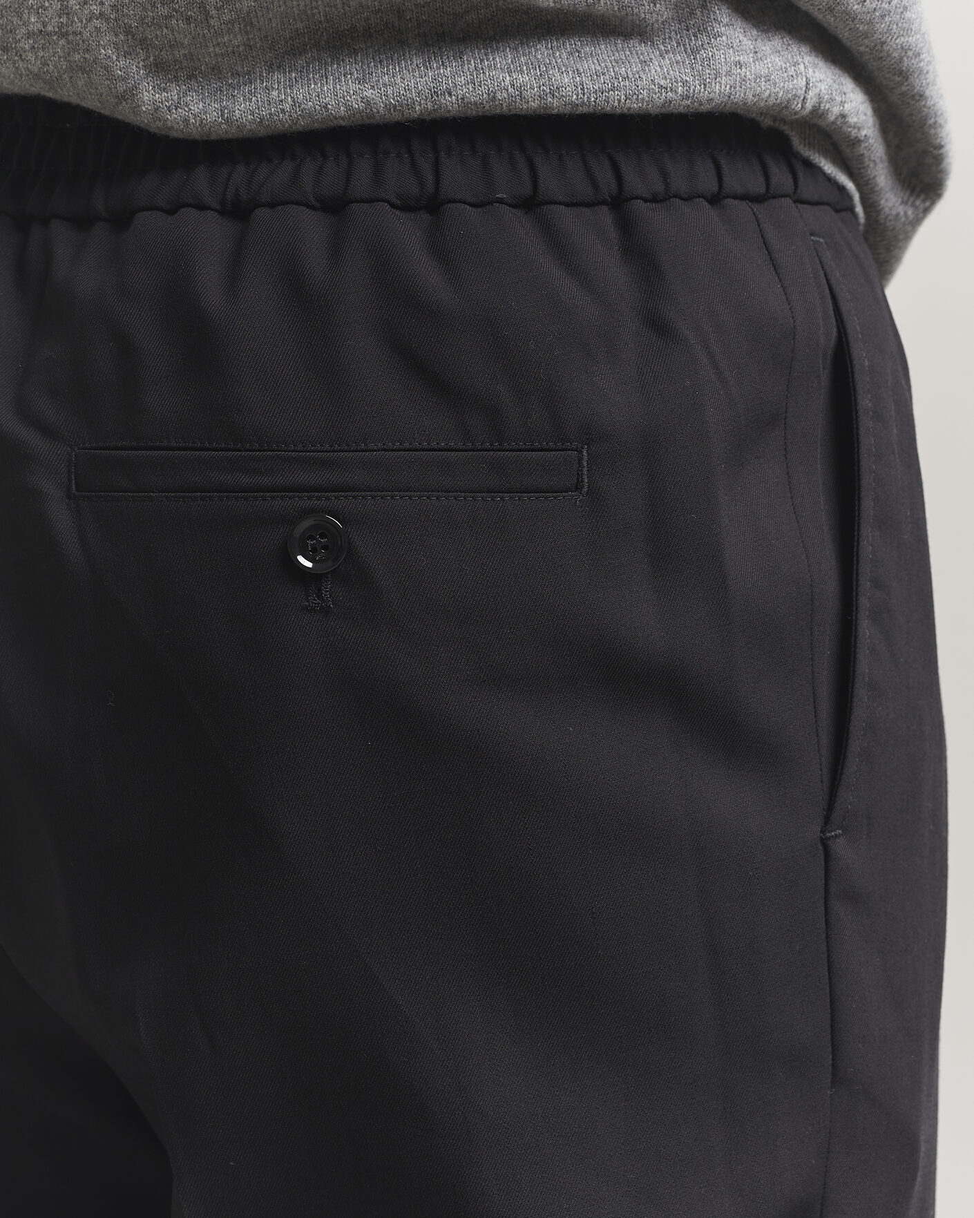 Men | Trousers | AMI | Wool Drawstring Trousers Black