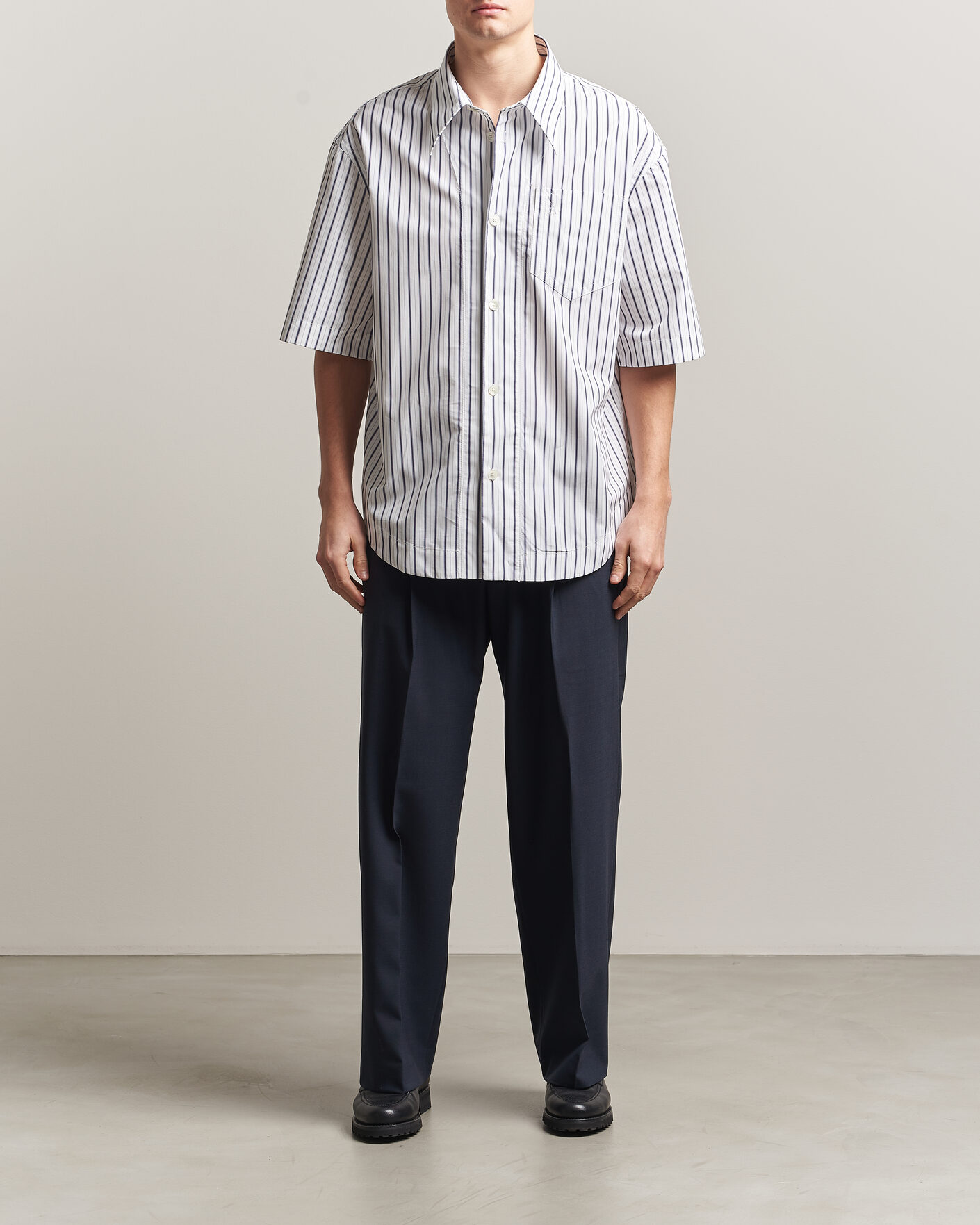 Auralee Tropical Wool Half Sleeve Shirt Brown Check at CareOfCarl.com