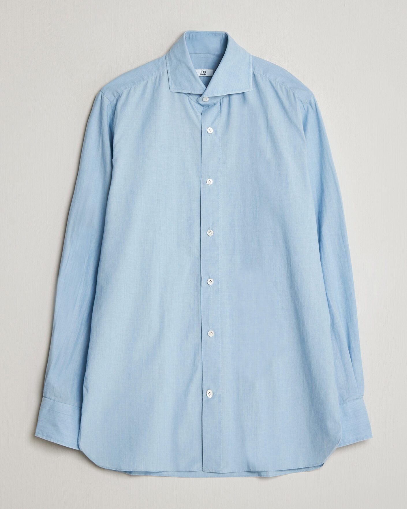 Men | Shirts | 100Hands | Light Cotton Voile Denim Shirt Blue