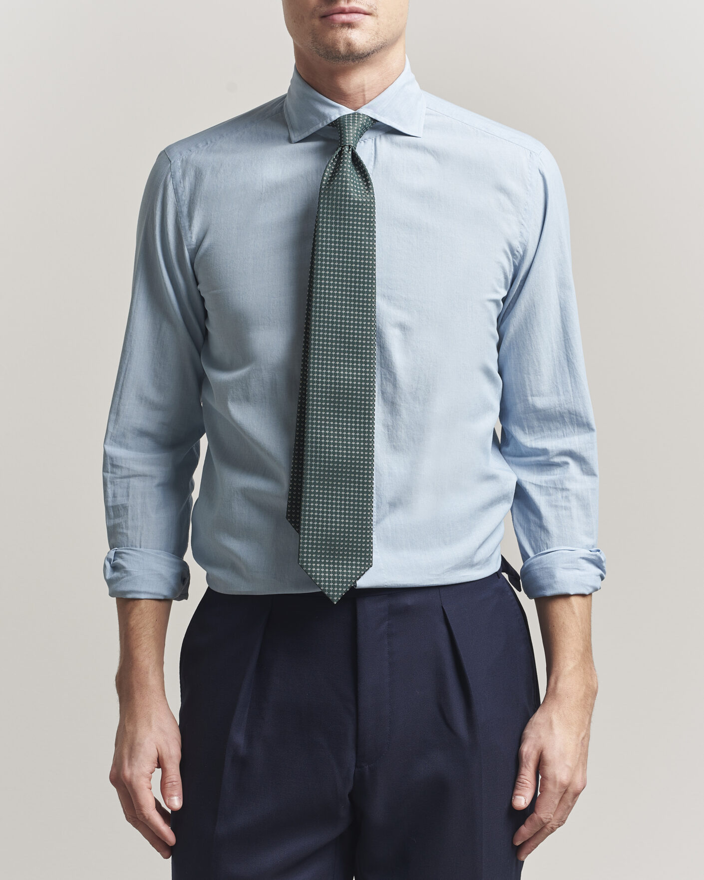 Men | Shirts | 100Hands | Light Cotton Voile Denim Shirt Blue