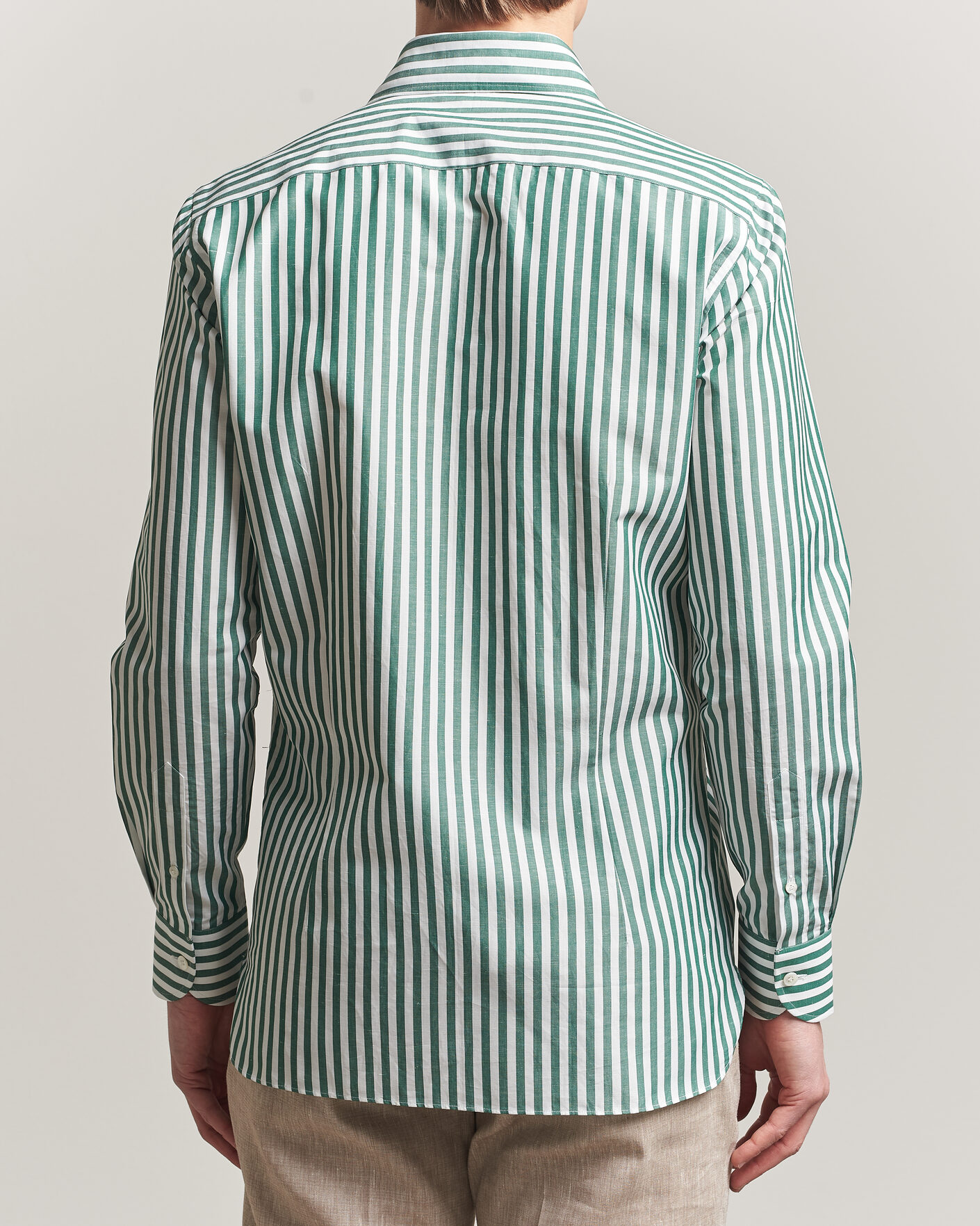 Men | Shirts | 100Hands | Cotton/Linen Bengal Stripe Shirt Green