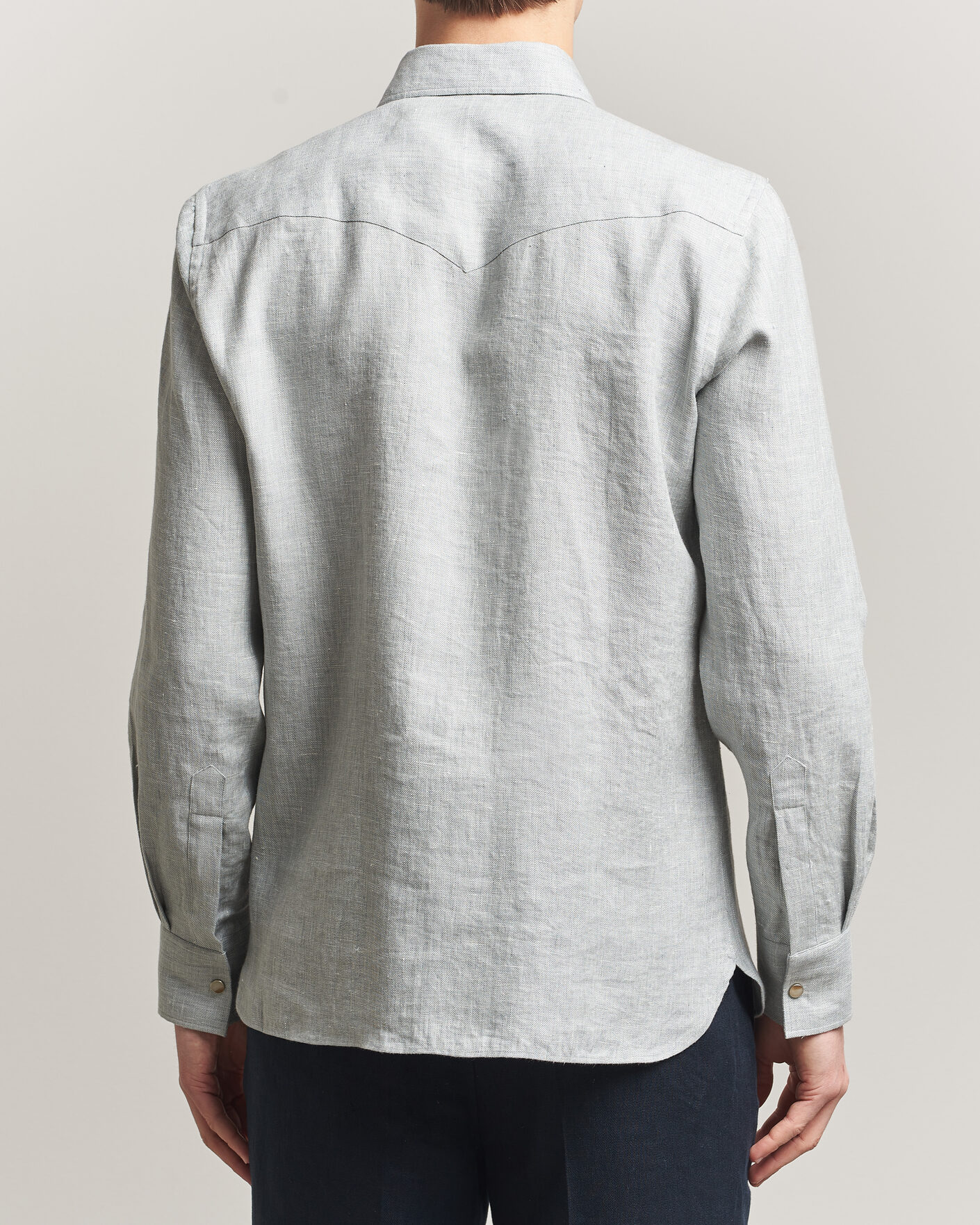 Men | Shirts | 100Hands | Two Pocket Western Linen Shirt Mint Green