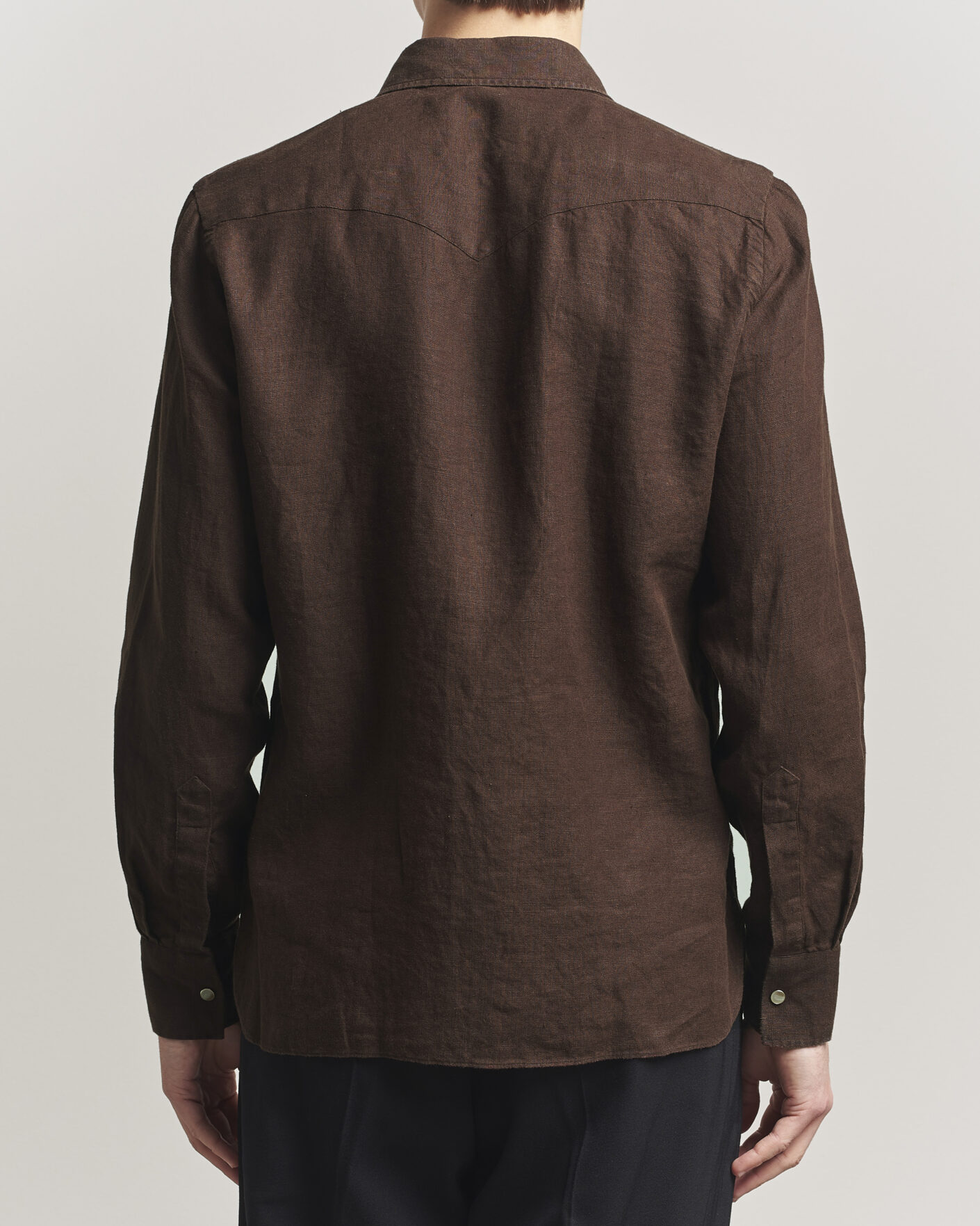 100Hands Two Pocket Western Linen Shirt Chocolate at CareOfCarl.com
