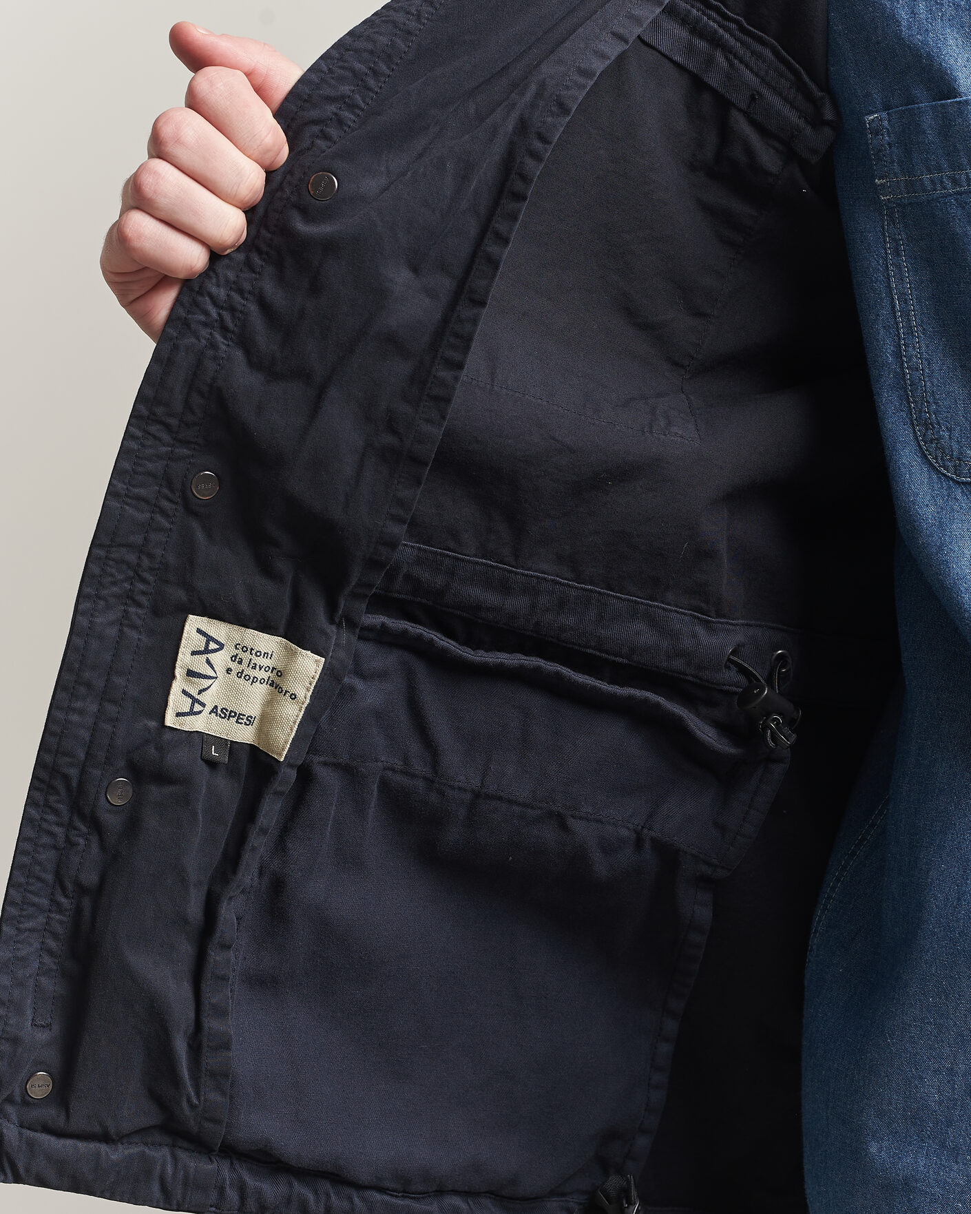 Men | Coats & Jackets | Aspesi | Washed Cotton Field Jacket Navy