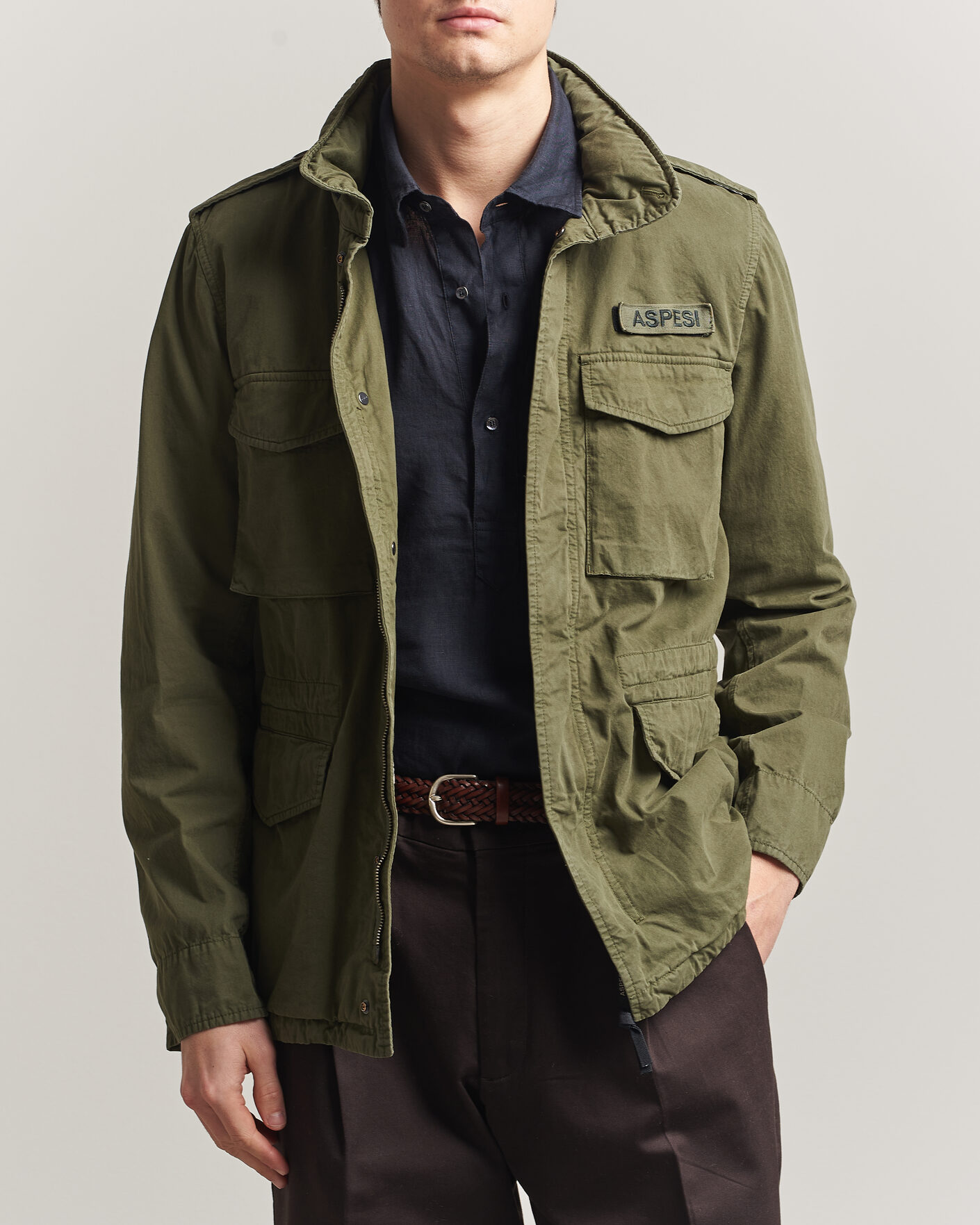 Aspesi Washed Cotton Field Jacket Military at CareOfCarl.com