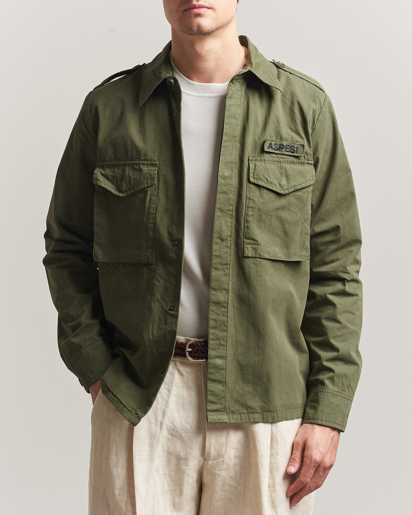 Men | Coats & Jackets | Aspesi | Cotton Field Shirt Olive