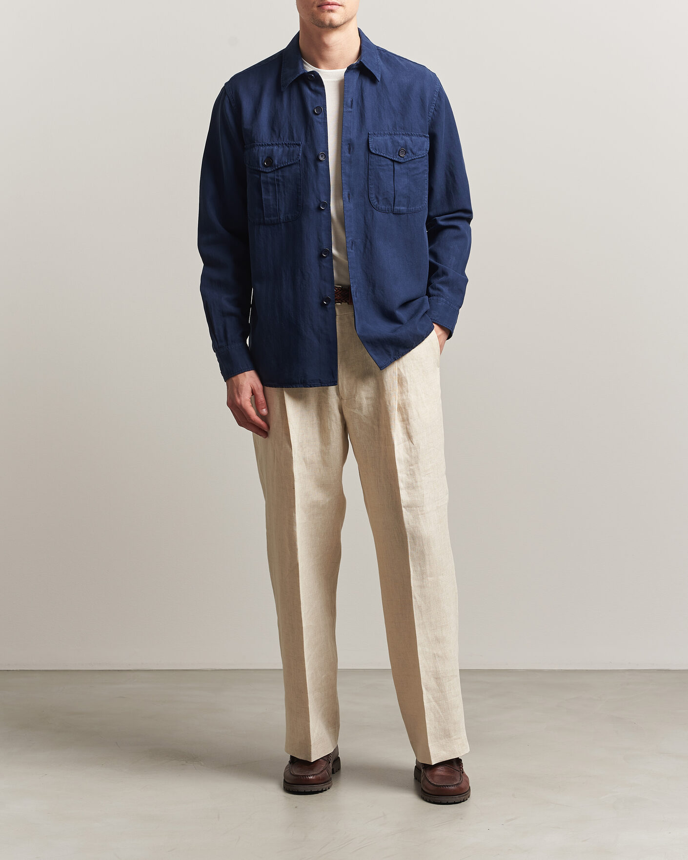 Men | Shirts | Aspesi | Double Pocket Overshirt Navy