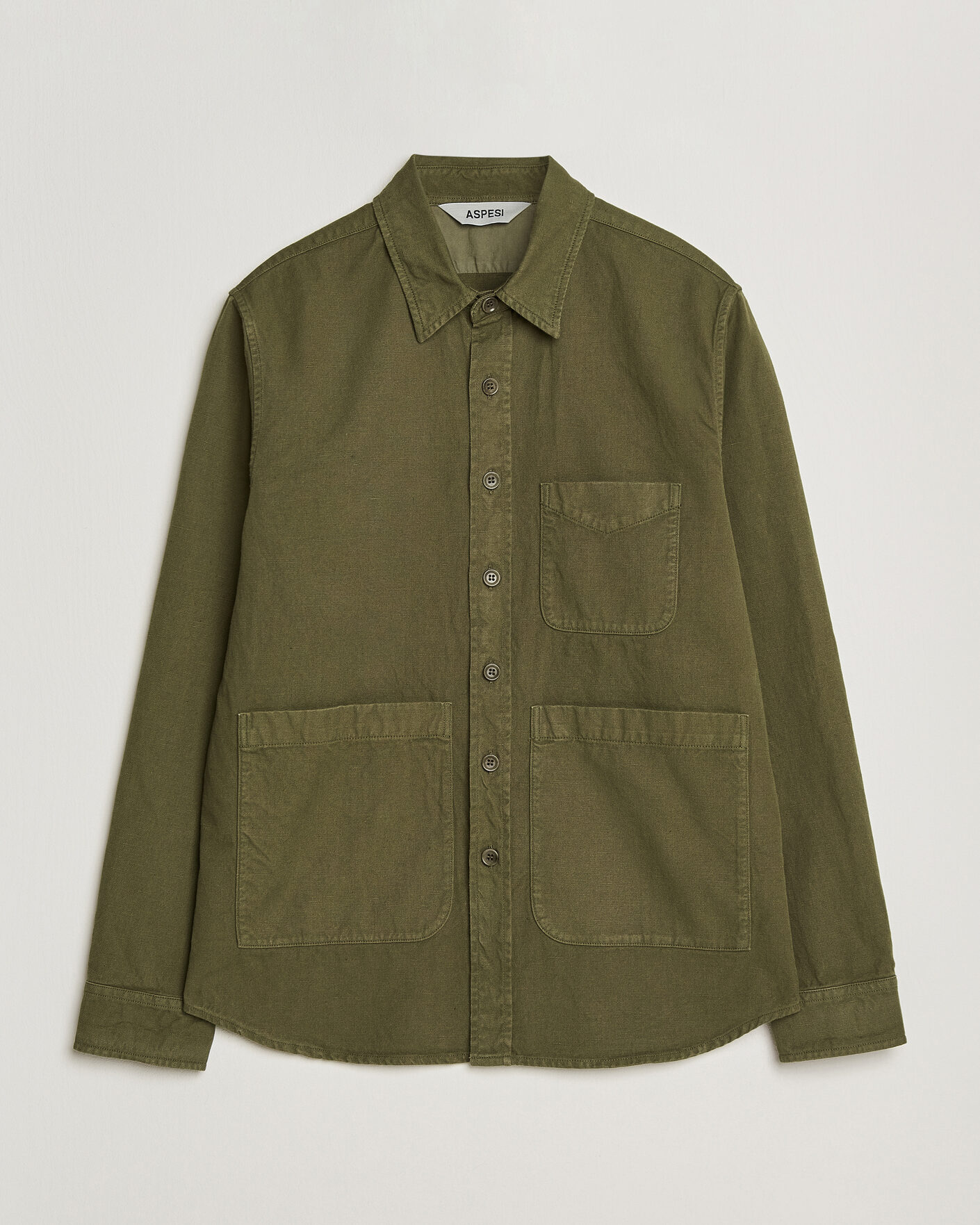 Men | Coats & Jackets | Aspesi | Garment Dyed Utility Shirt Military