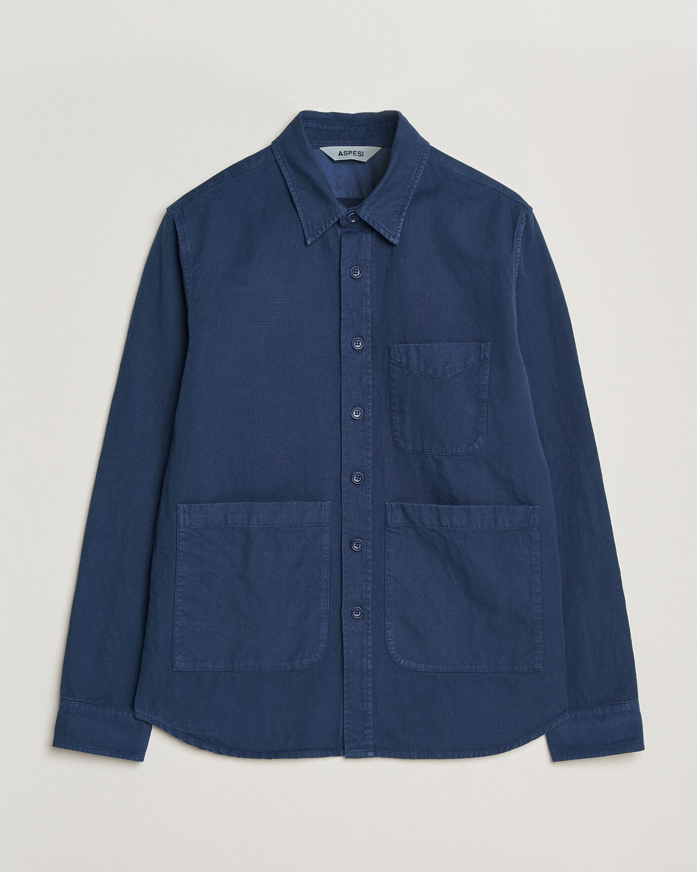Men | Coats & Jackets | Aspesi | Garment Dyed Utility Shirt Dark Blue
