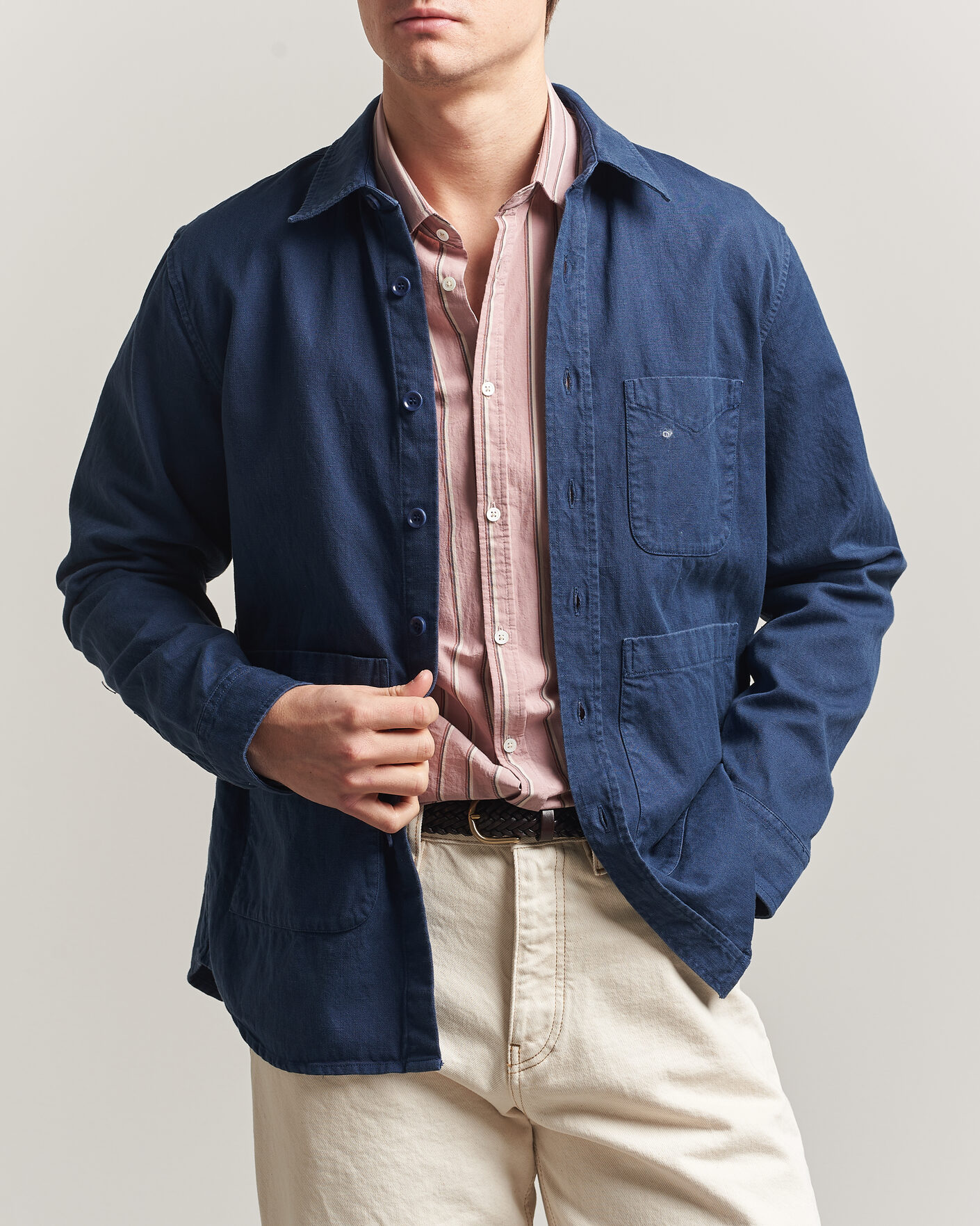 Men | Coats & Jackets | Aspesi | Garment Dyed Utility Shirt Dark Blue