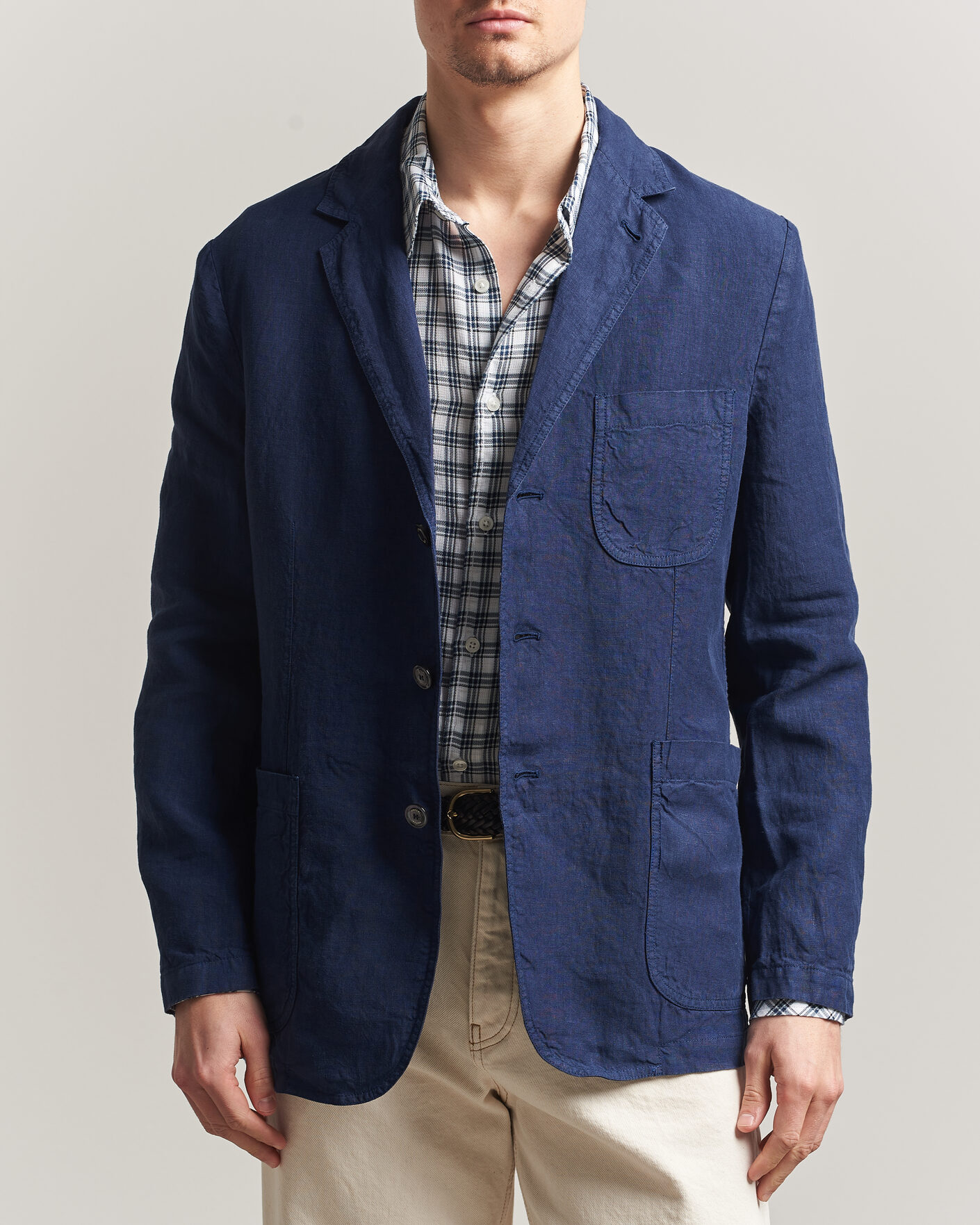 Aspesi Samuraki Linen Blazer Navy at CareOfCarl.com