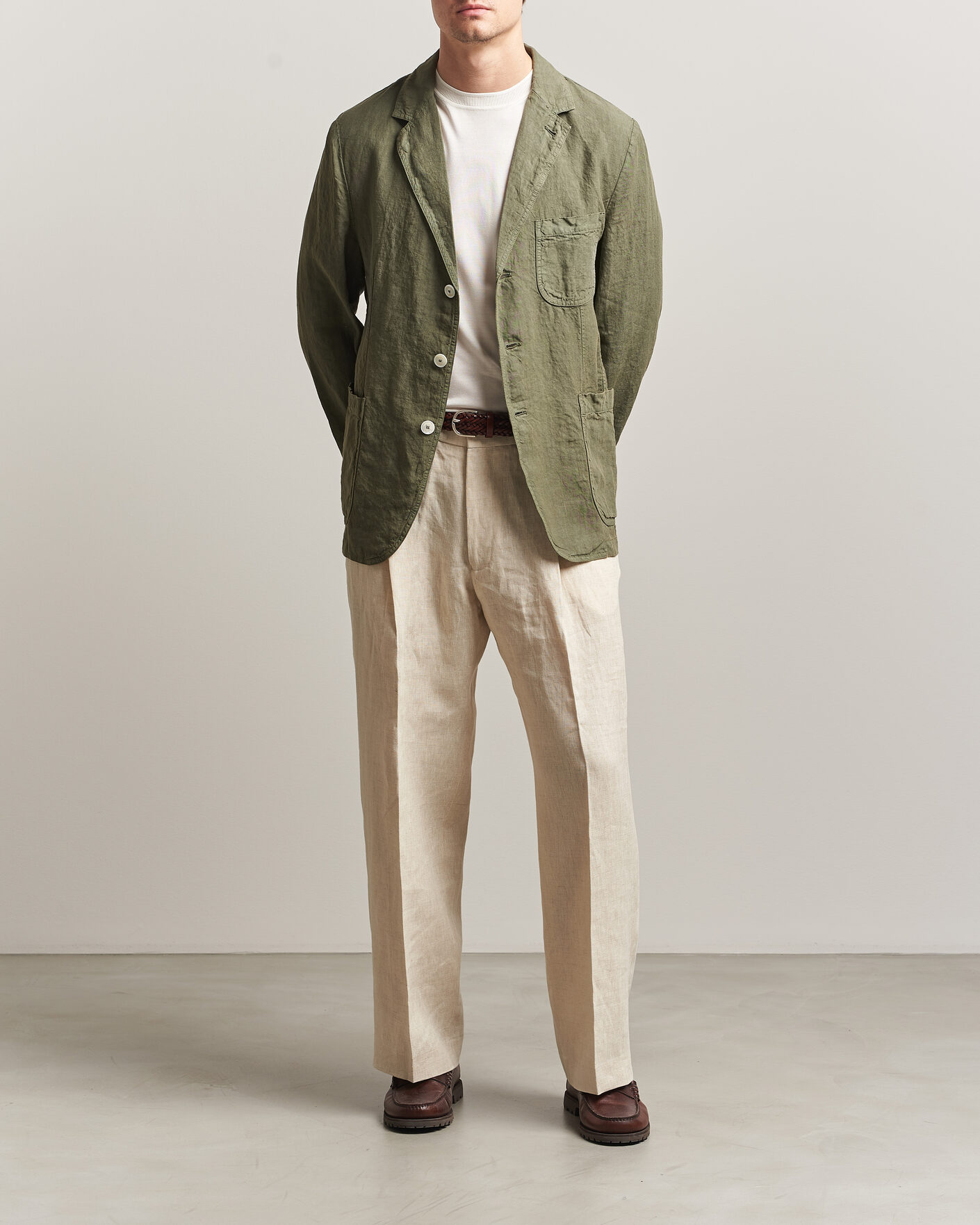 Aspesi Samuraki Linen Blazer Military at CareOfCarl.com