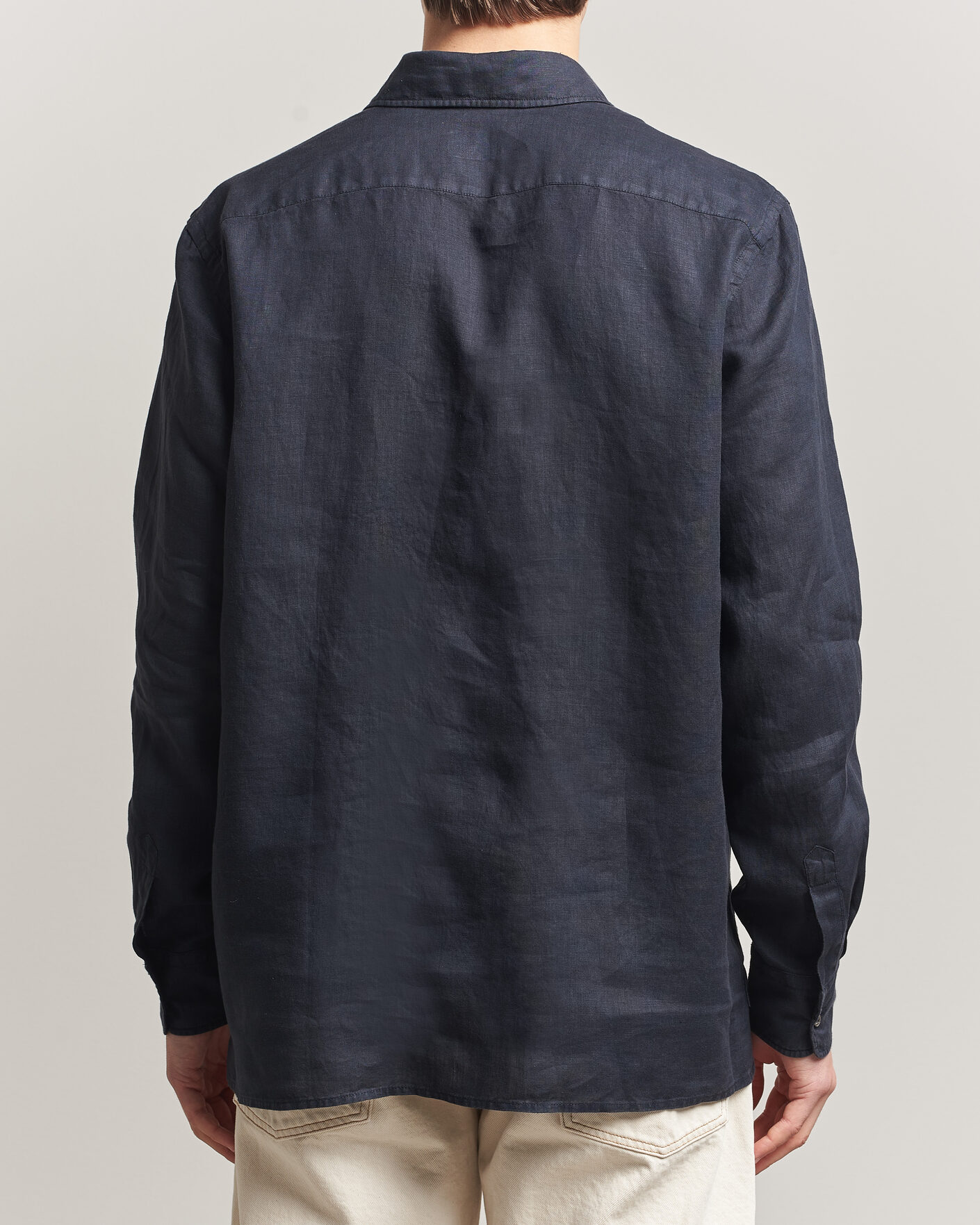 Men | Shirts | Aspesi | Popover Linen Shirt Navy