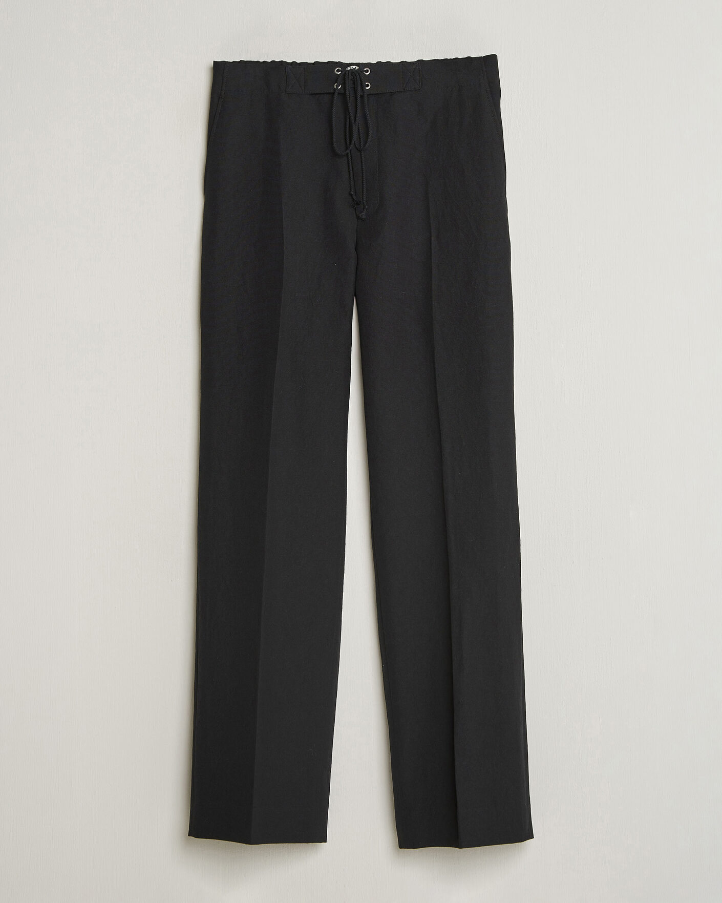 Auralee Wool/Linen Ox Drawstring Pants Black at CareOfCarl.com