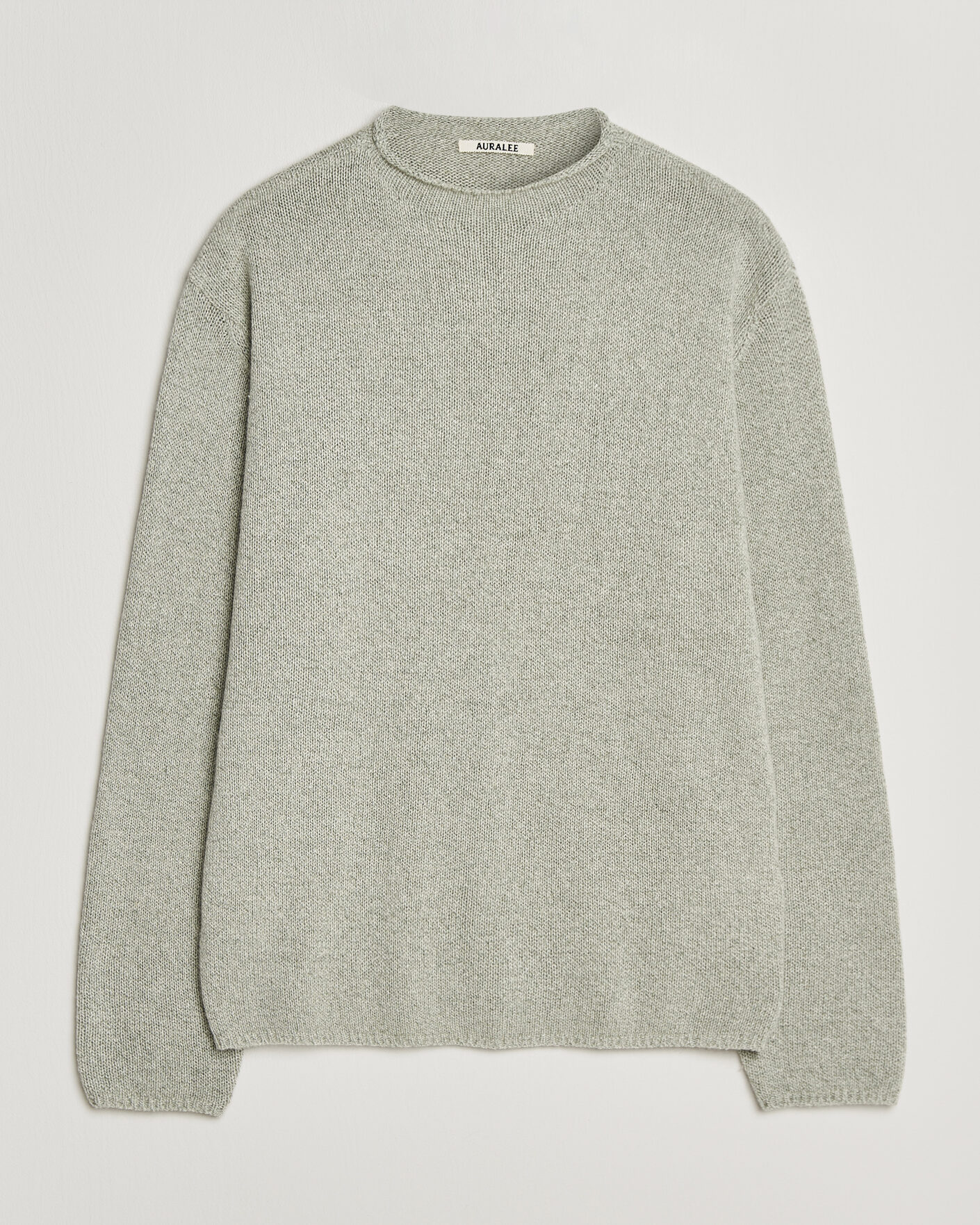Auralee Cashmere/Silk Crew Neck Mint Melange at CareOfCarl.com