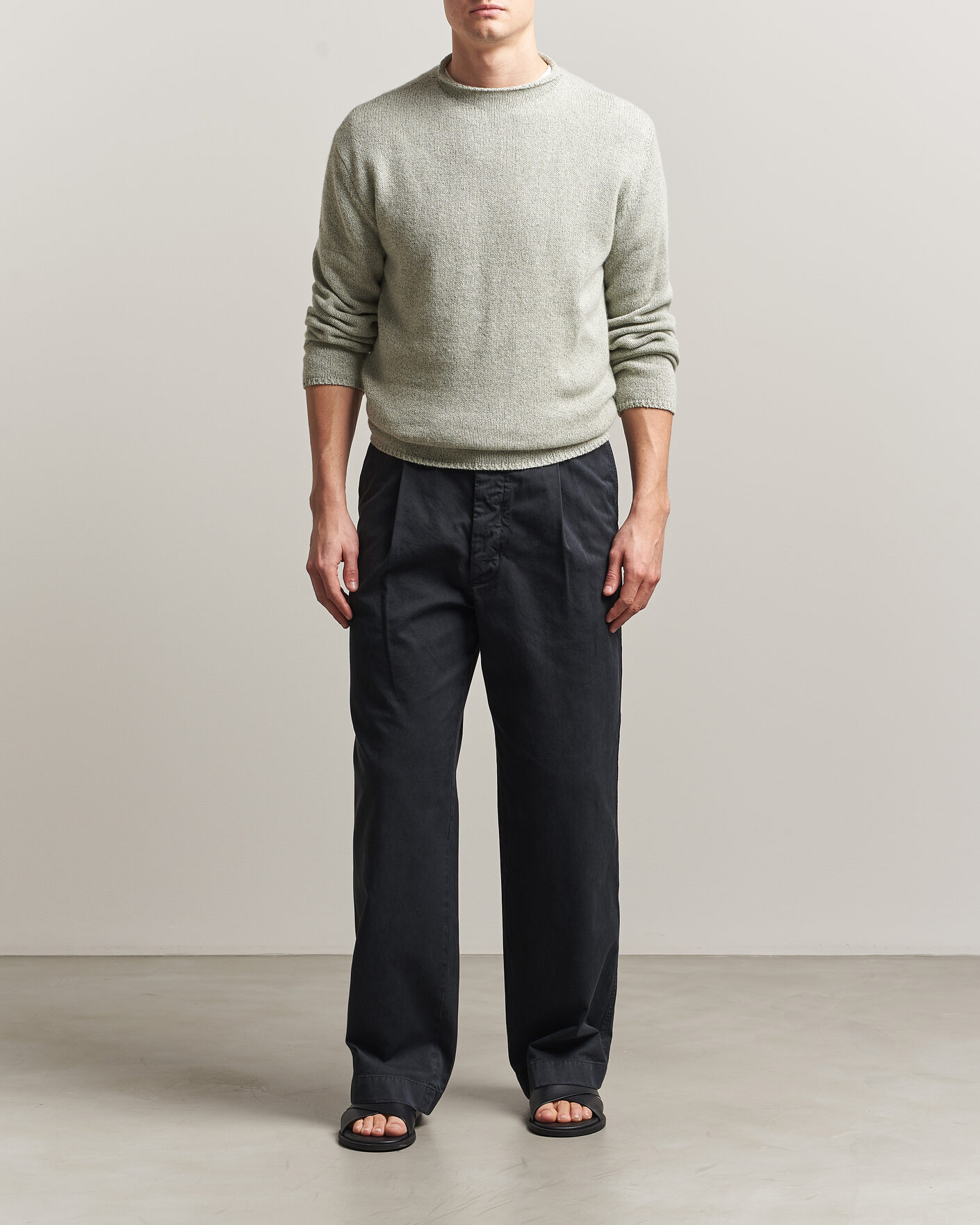Auralee Cashmere/Silk Crew Neck Mint Melange at CareOfCarl.com