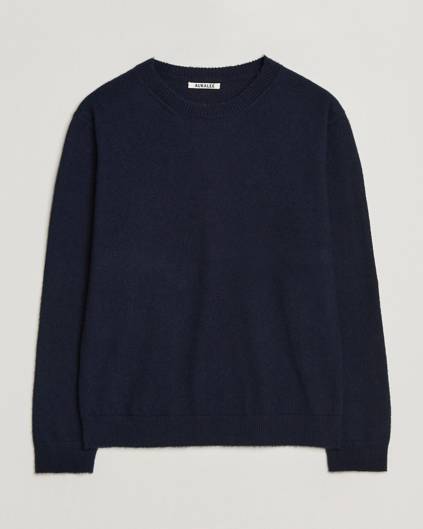 Men | Sweaters & Knitwear | Auralee | Brushed Cashmere/Cotton Crew Neck Navy