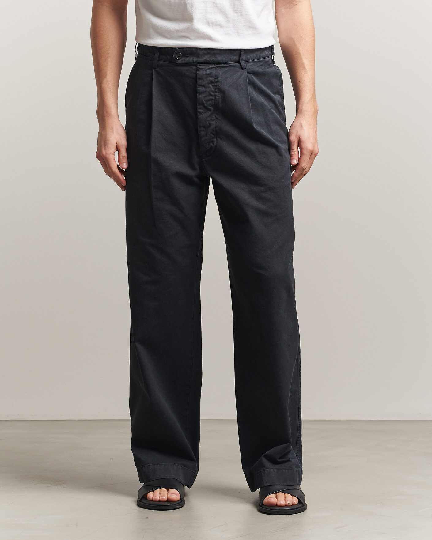 Auralee Garment Dyed Finx Chinos Black at CareOfCarl.com