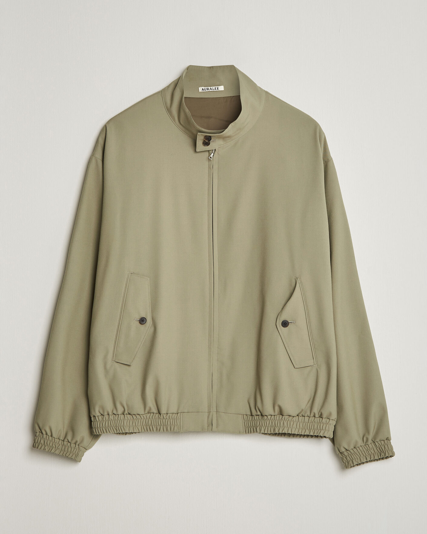 Auralee Wool Zip Bomber Jacket Light Khaki at CareOfCarl.com