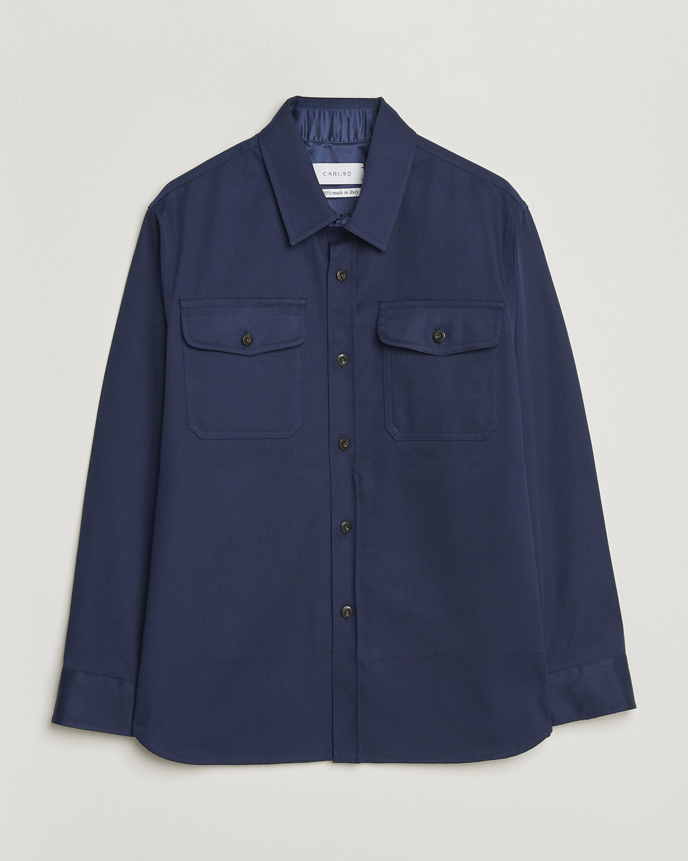 Men | Shirts | Caruso | Twill Cotton Overshirt Navy