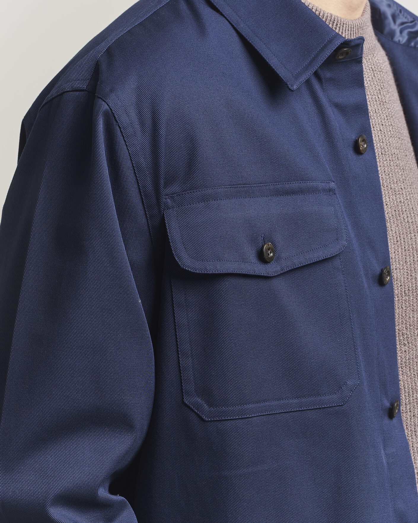 Men | Shirts | Caruso | Twill Cotton Overshirt Navy