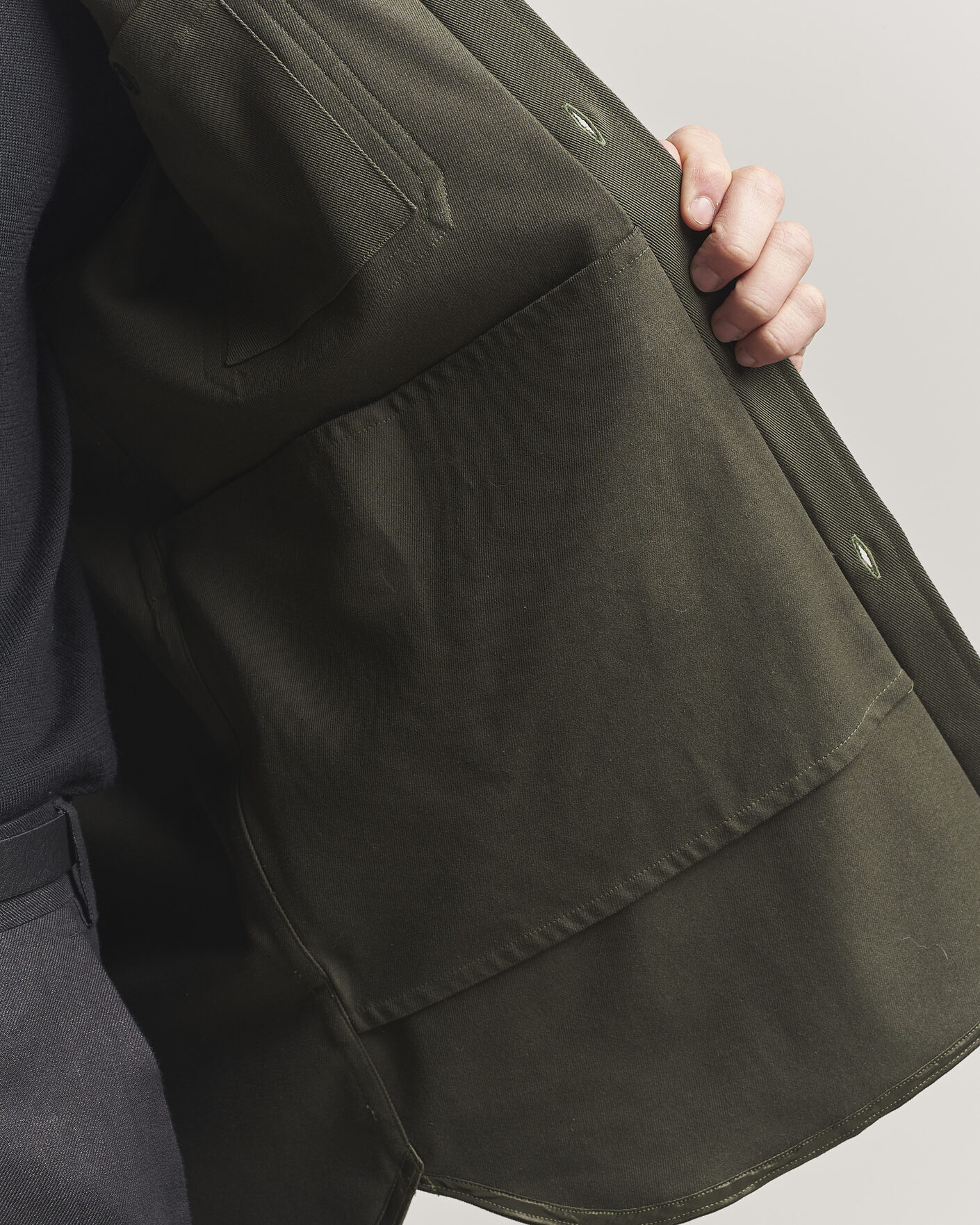 Men | Shirts | Caruso | Twill Cotton Overshirt Dark Green