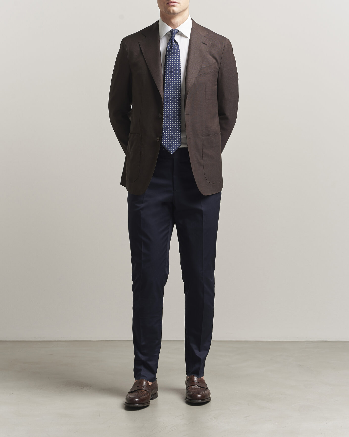 新品 24AW CARUSO AIDA 2B ウール キャバリーツイル スーツ Caruso - Aida double-breasted suit in brown technical wool