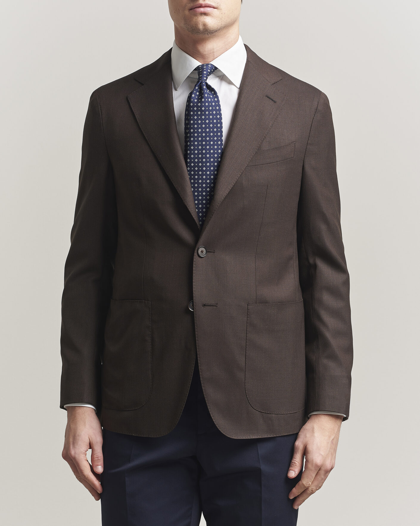 Caruso Aida Wool Hopsack Blazer Dark Brown at CareOfCarl.com