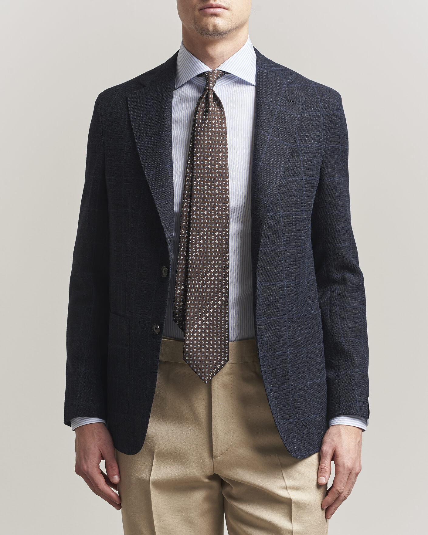 Men | Blazers | Caruso | Aida Wool Hopsack Blazer Navy Check