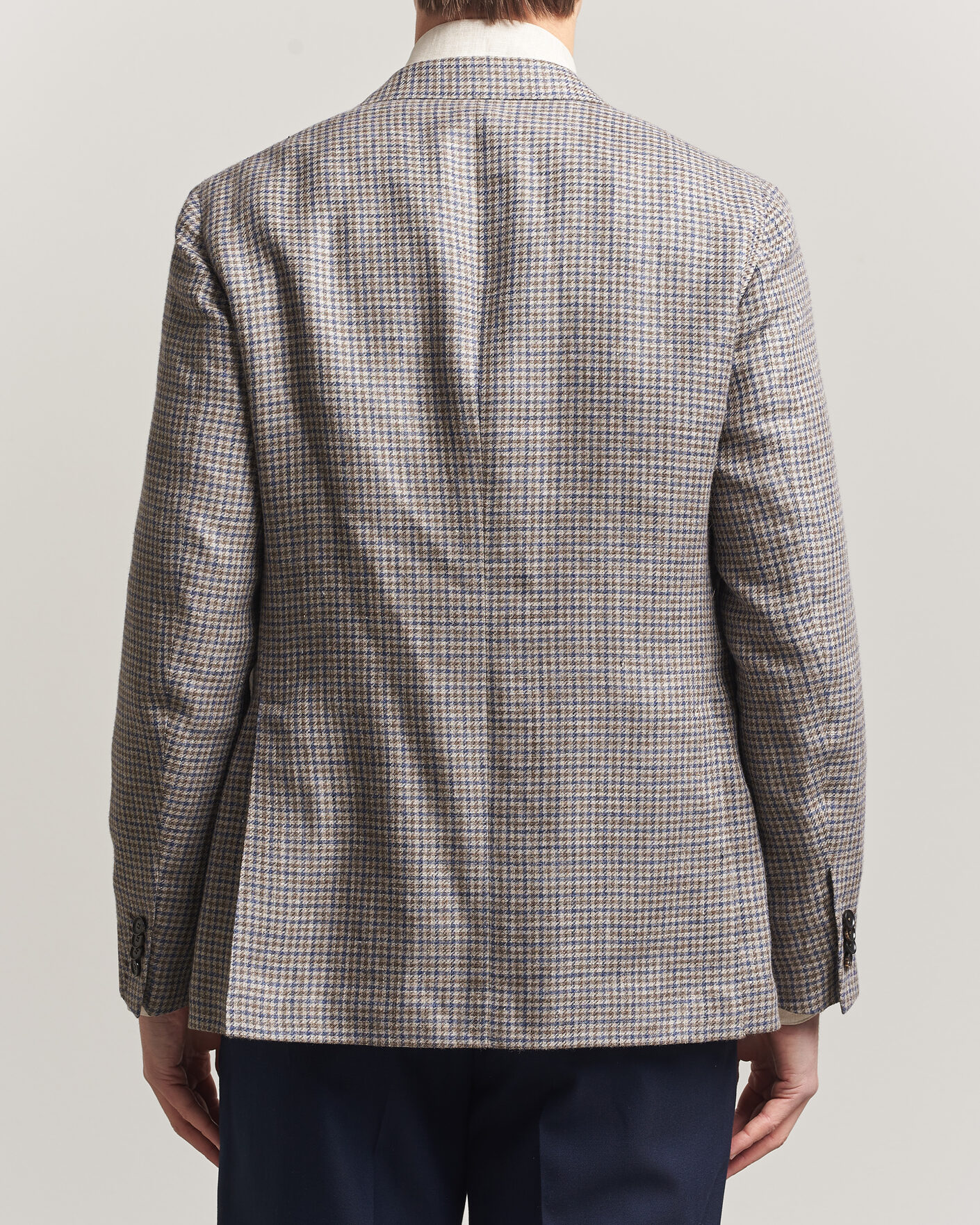 Men | Blazers | Caruso | Aida Linen/Wool Blazer Navy/Grey Check