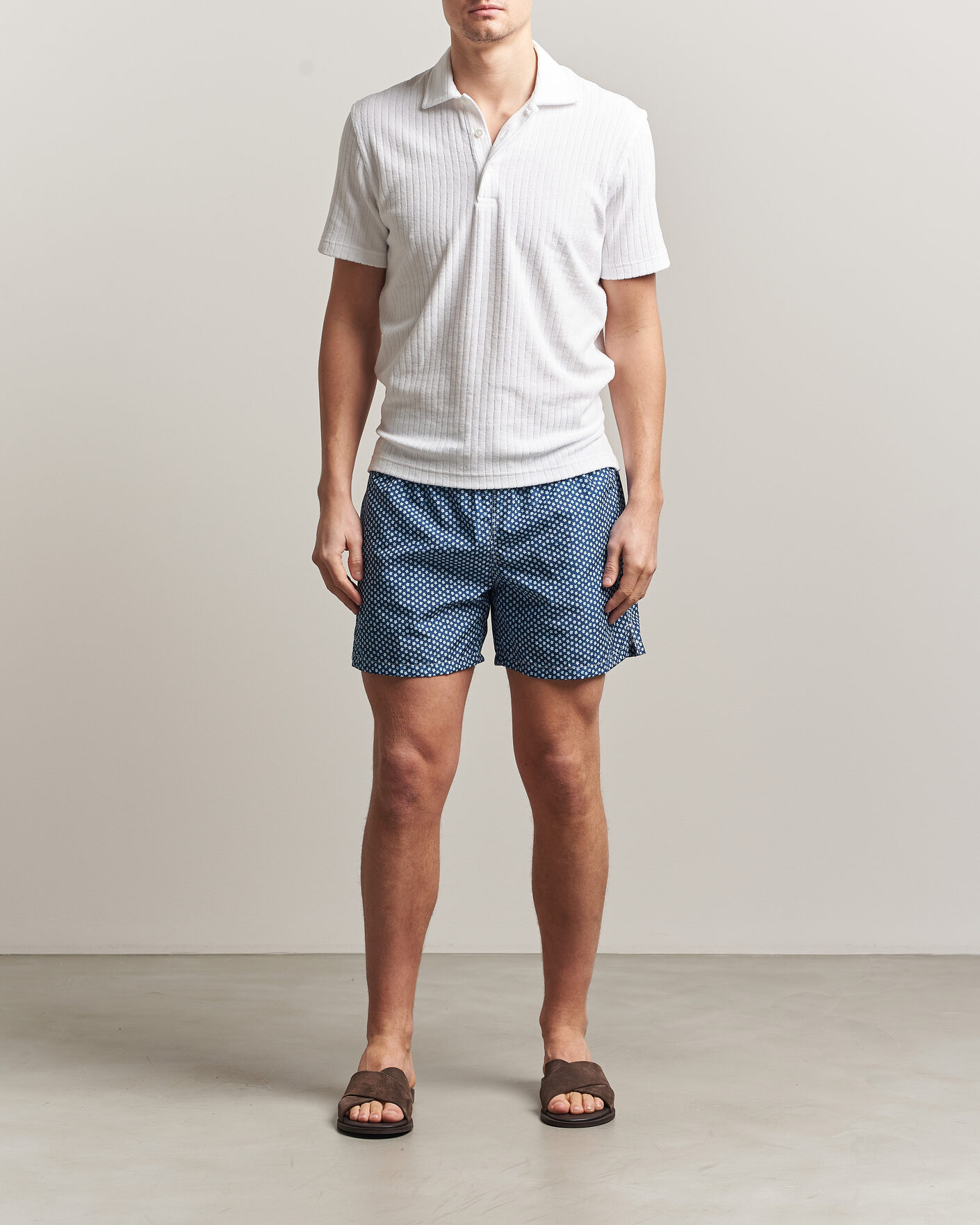 Men | Swimwear | Fedeli | Madeira Swim Trunk Blue Flowers